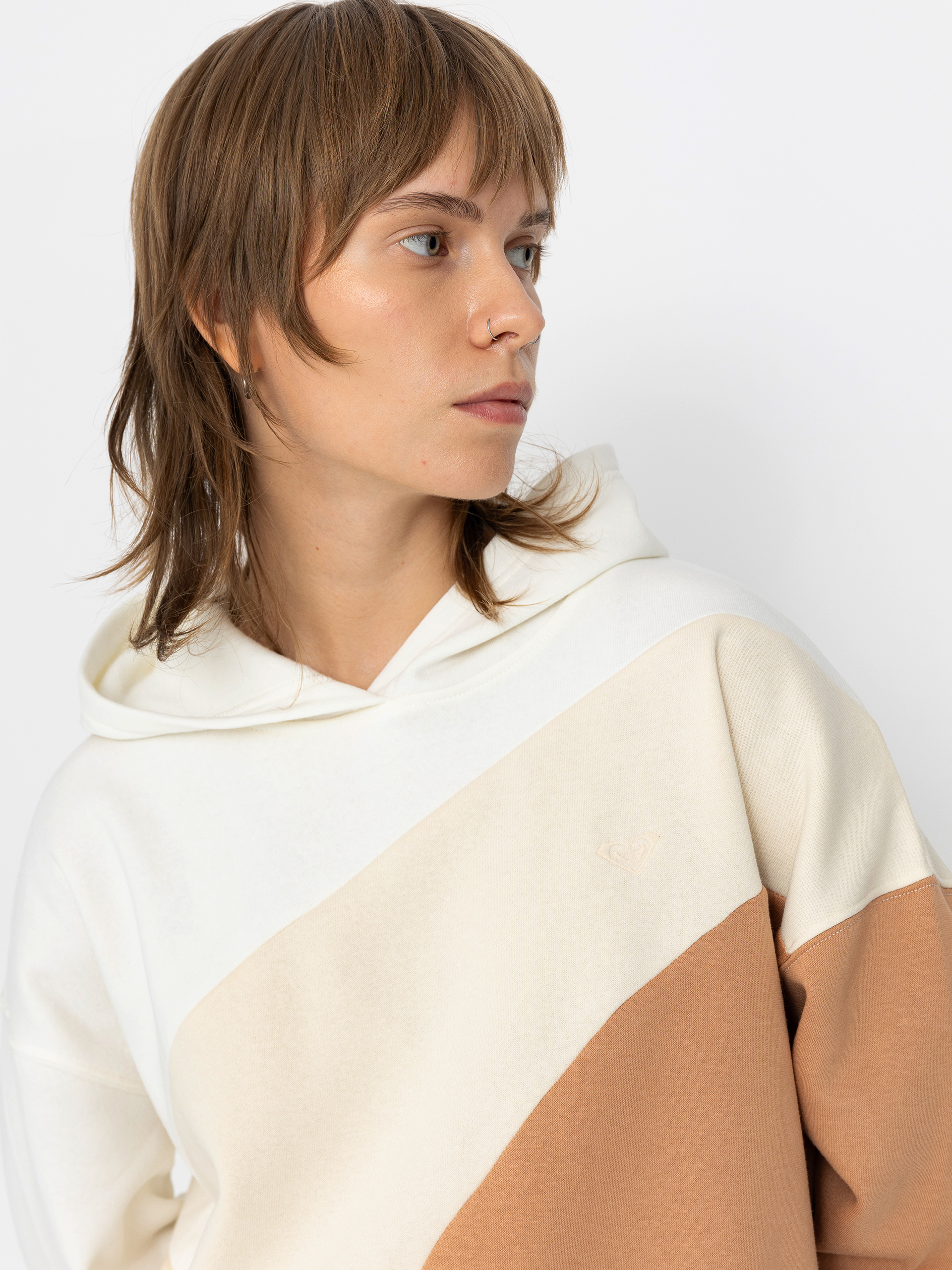 Hanorac cu glugă Roxy Waving Heart HD Wmn (parchment)