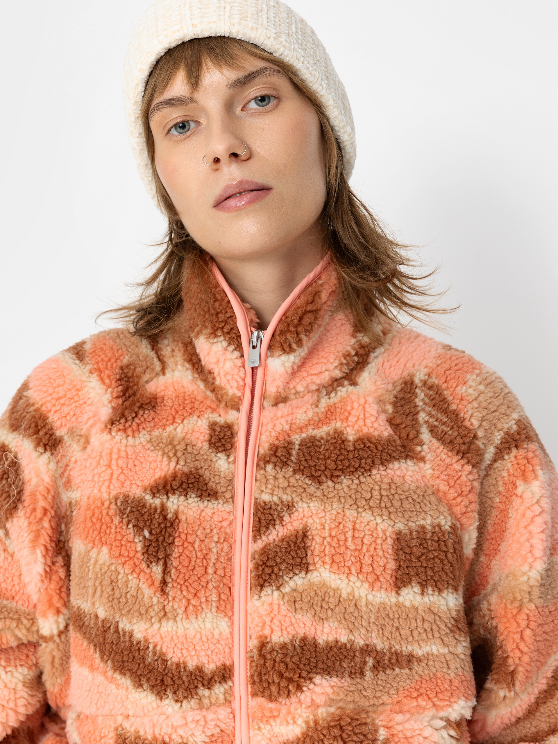 Pentru femei Hanorac din fleece Roxy Blurry Cloud (candlelight peach dune)