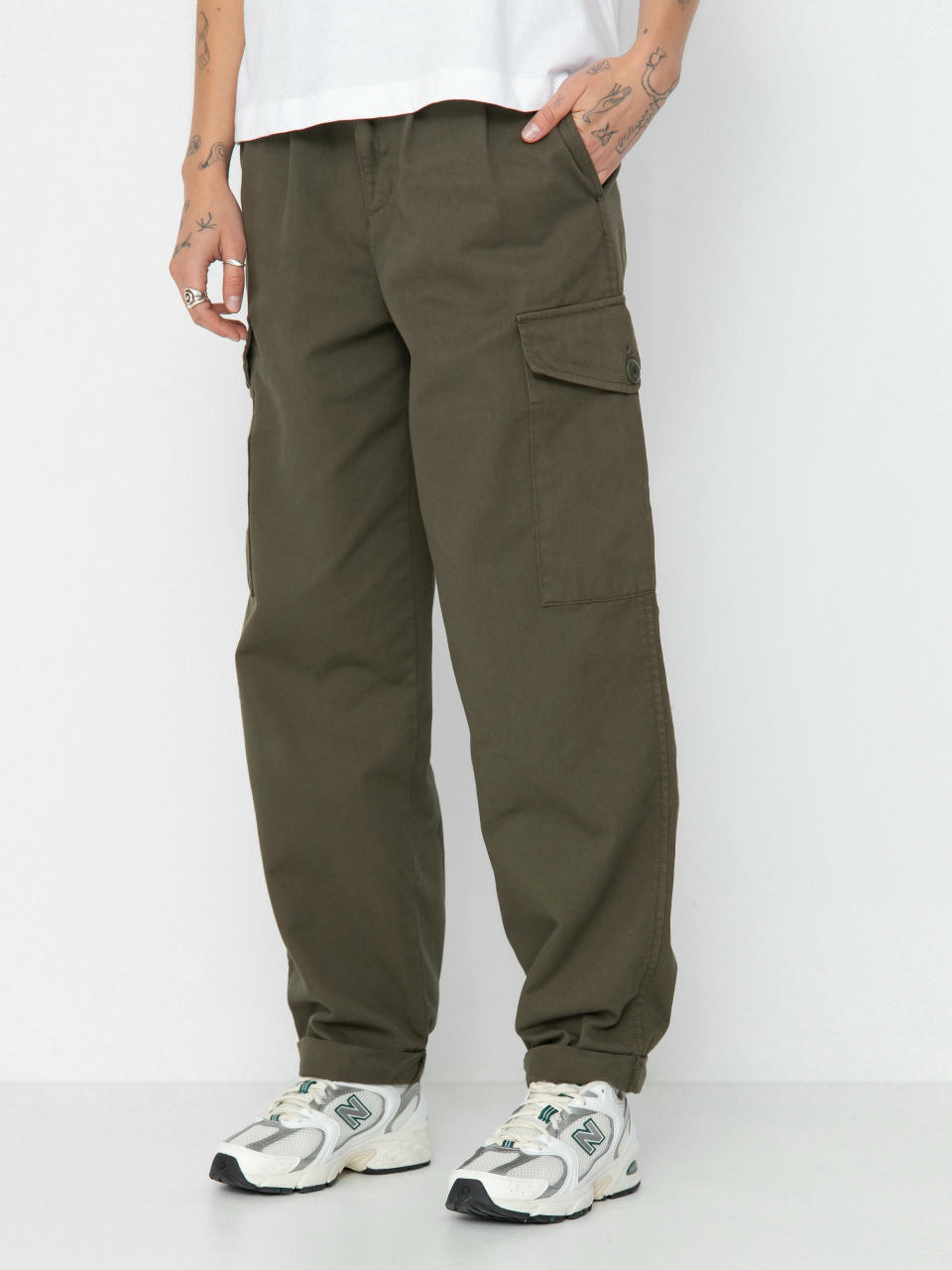 Pantaloni Carhartt WIP Collins Wmn (office green)