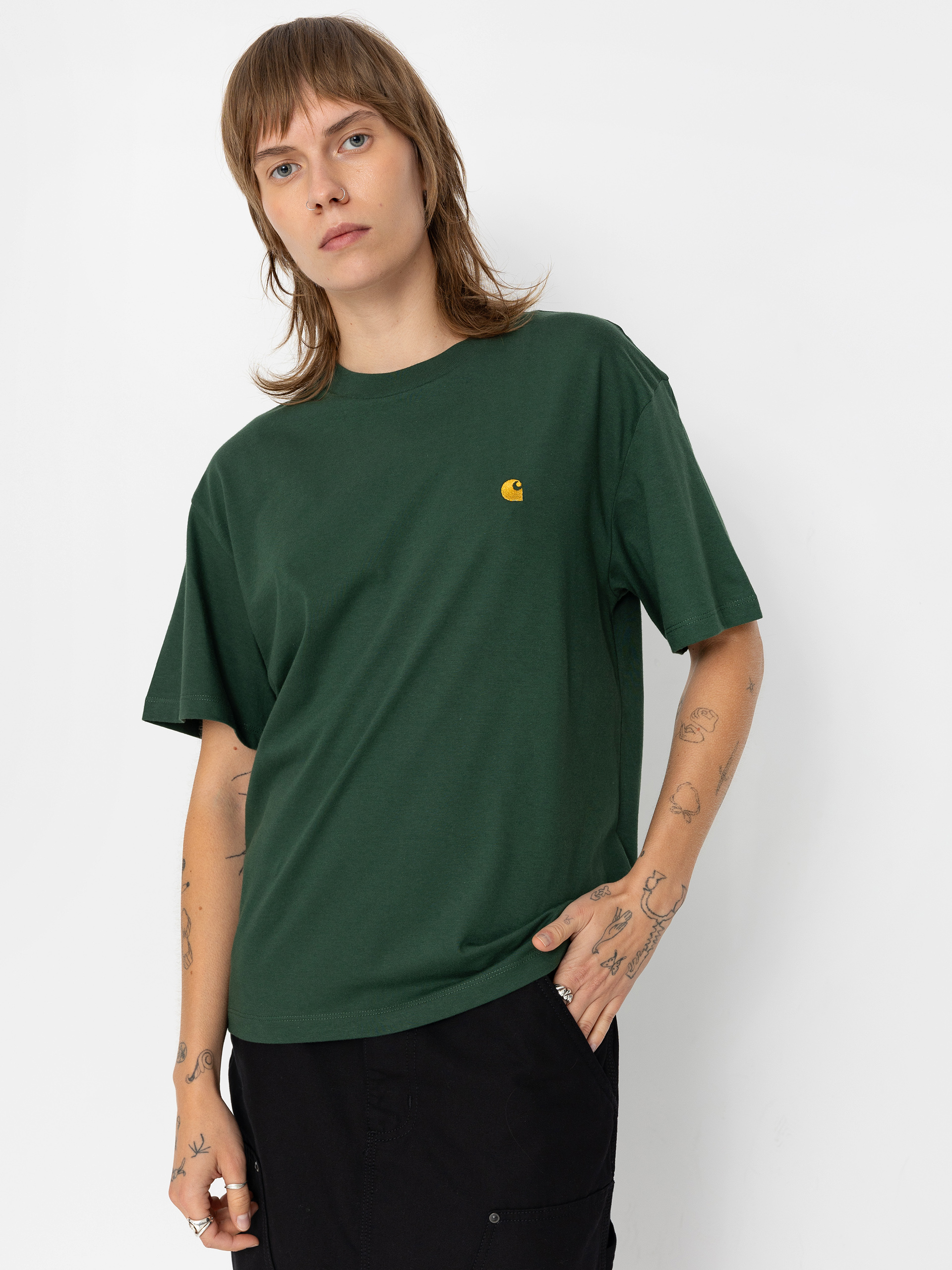 Tricou Carhartt WIP Chase Wmn (sycamore tree/gold)