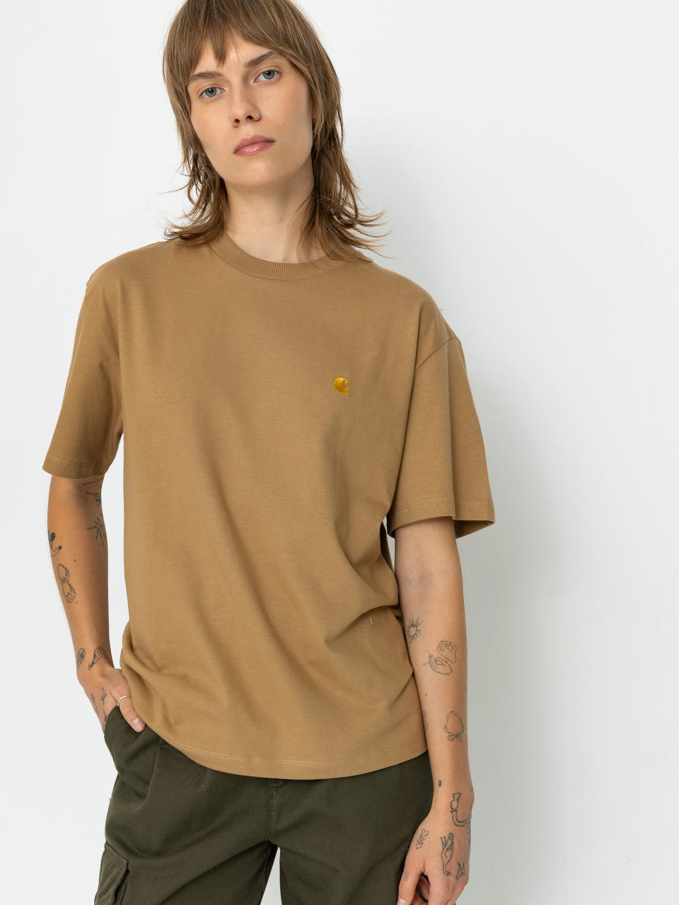 Tricou Carhartt WIP Chase Wmn (peanut/gold)