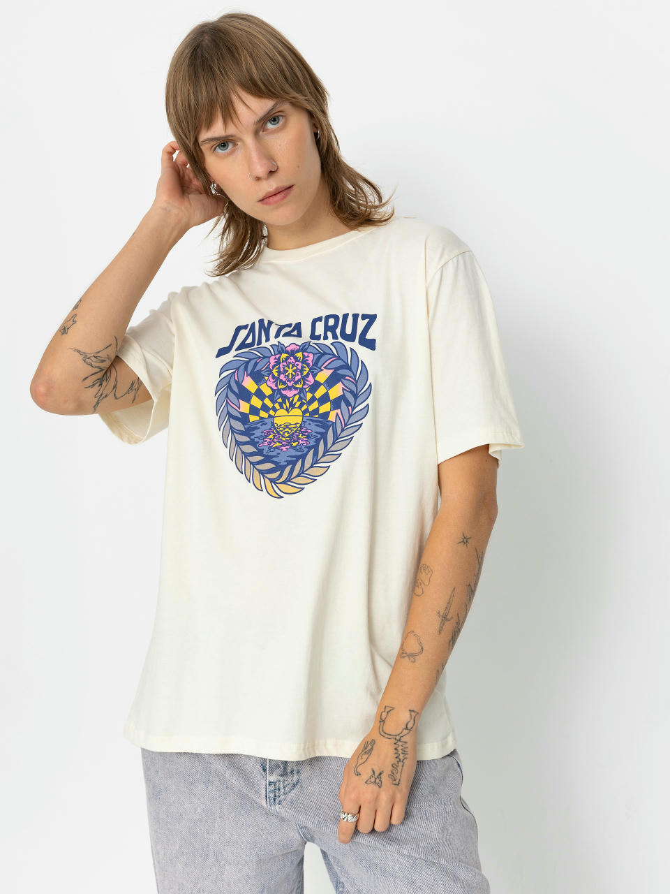 Tricou Santa Cruz Heart Set Front Wmn (off white)