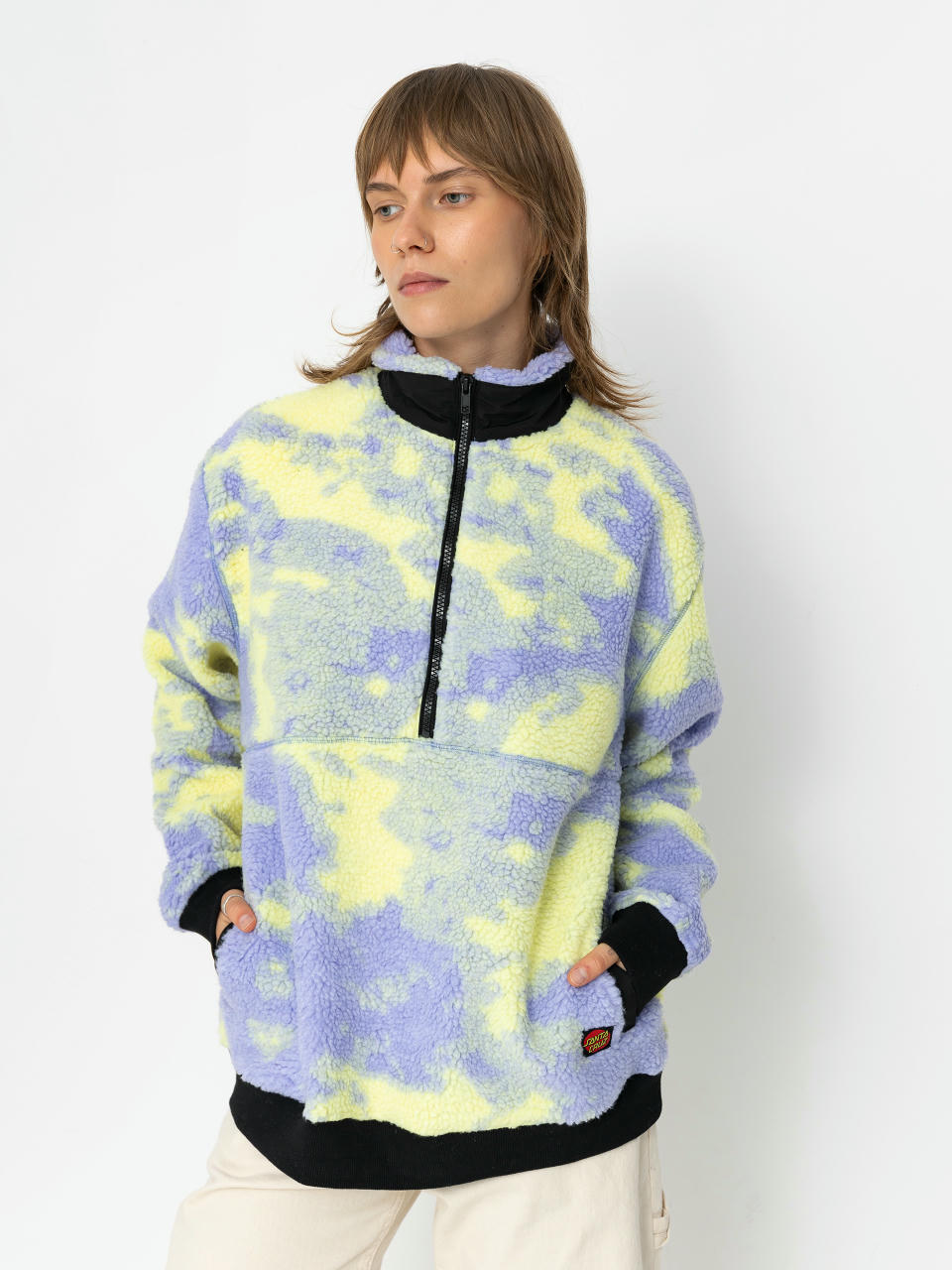 Geacă Santa Cruz Astra Sherpa Fleece Wmn (purple/yellow tie dye)