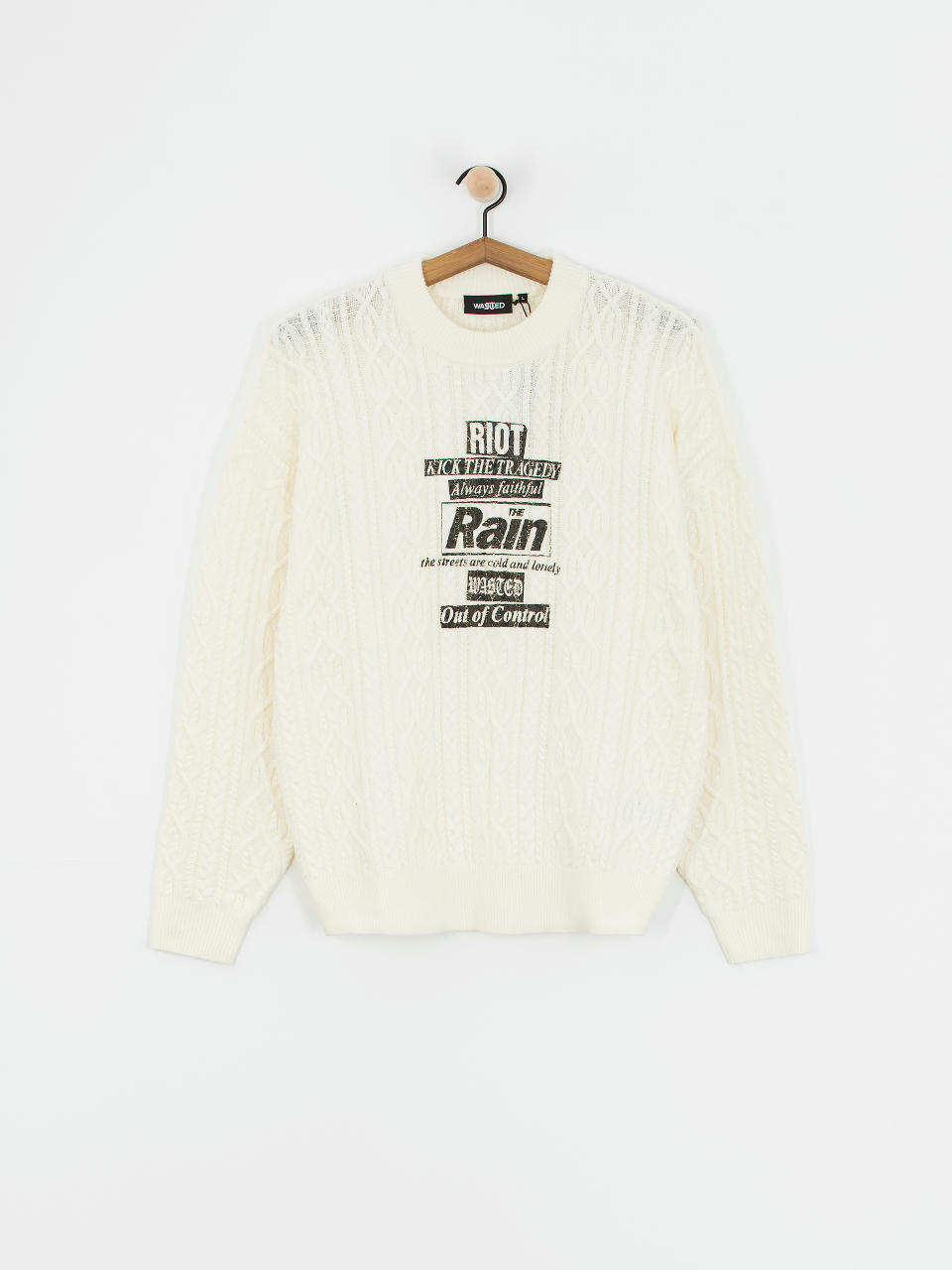 Pulover Wasted Paris Rain Cable Knit (off white)