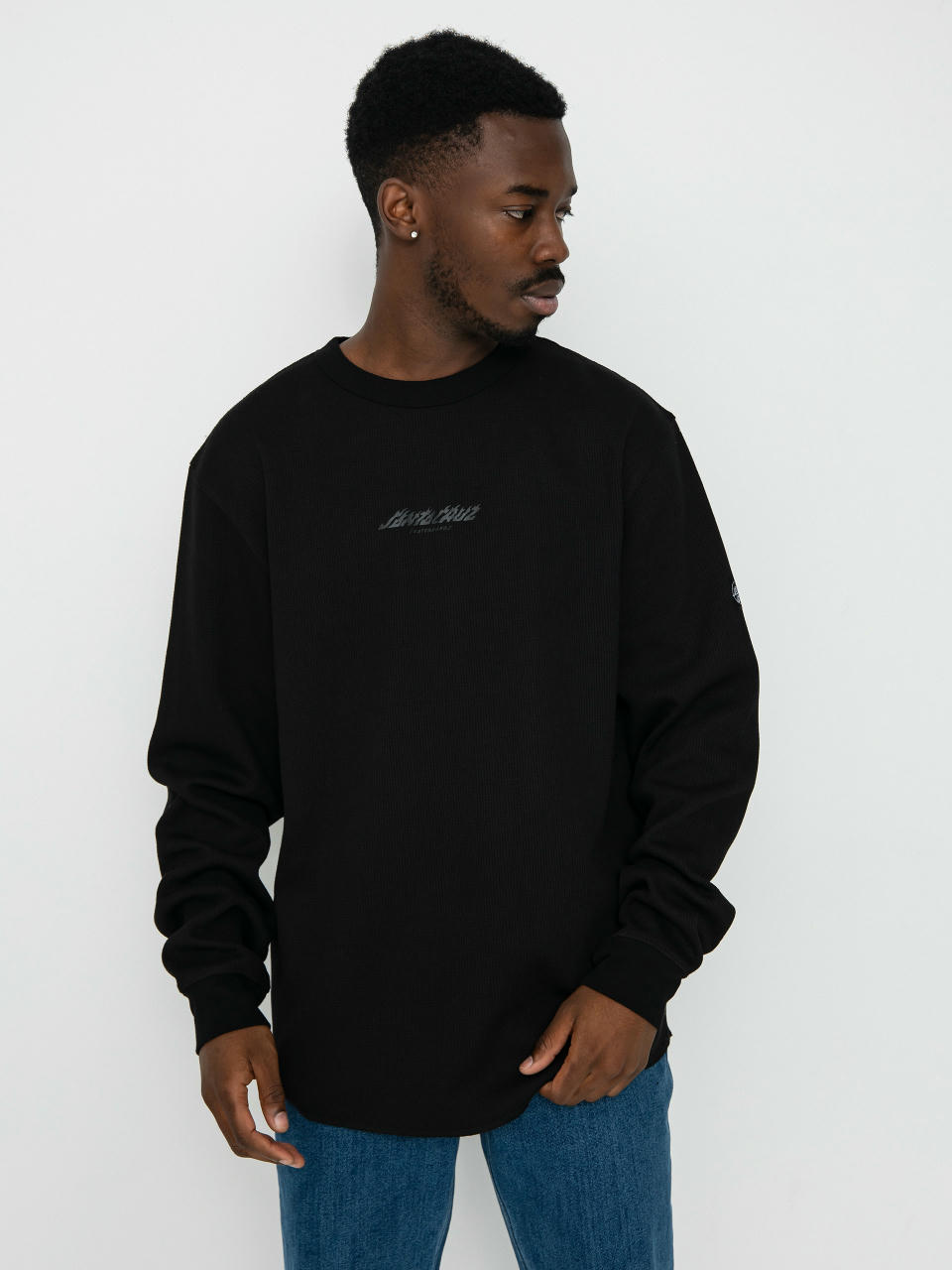 Longsleeve Santa Cruz Flame Strip Waffle (black)