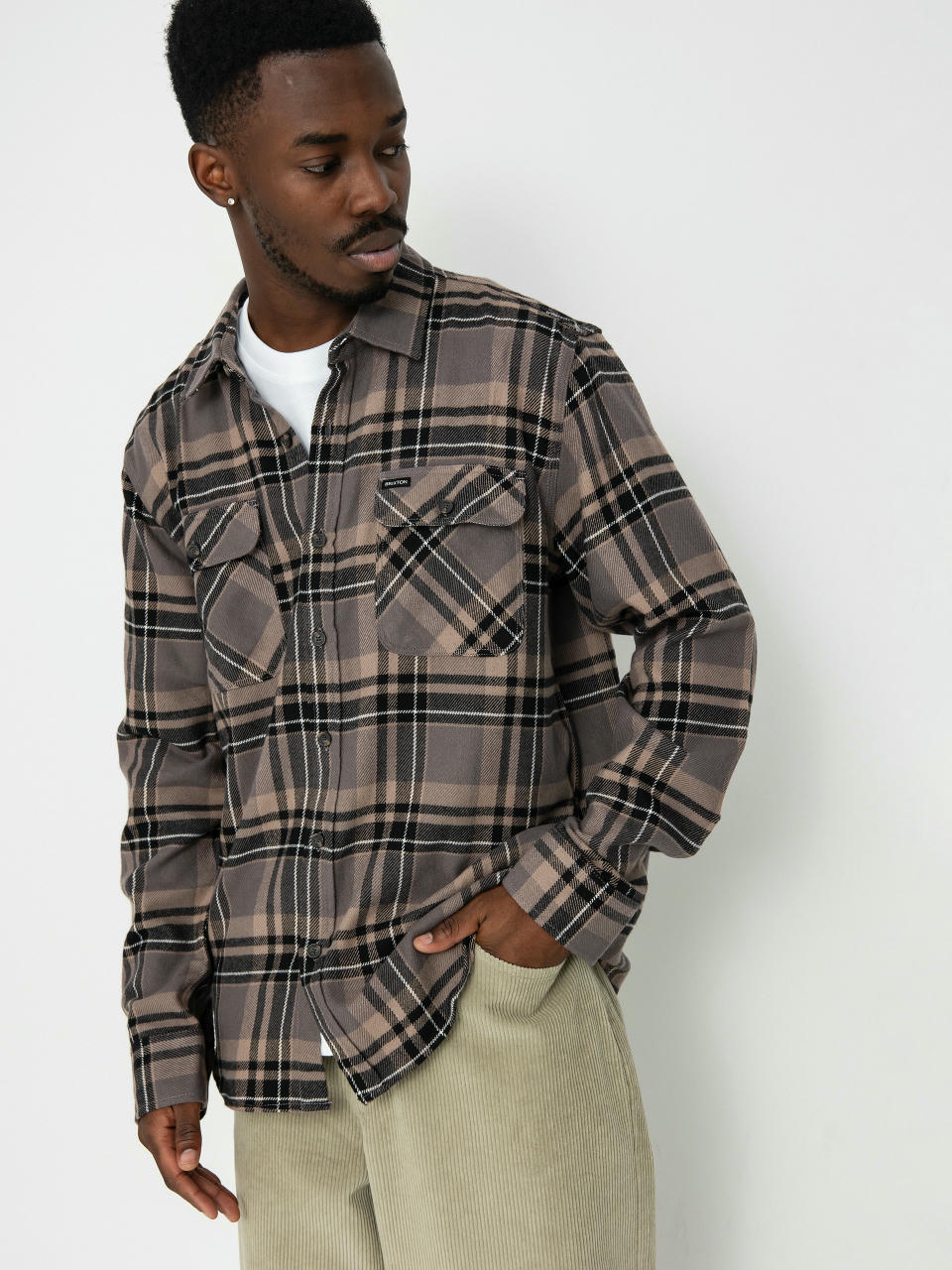 Cămașă Brixton Bowery Flannel Ls (charcoal/black/cinder grey)