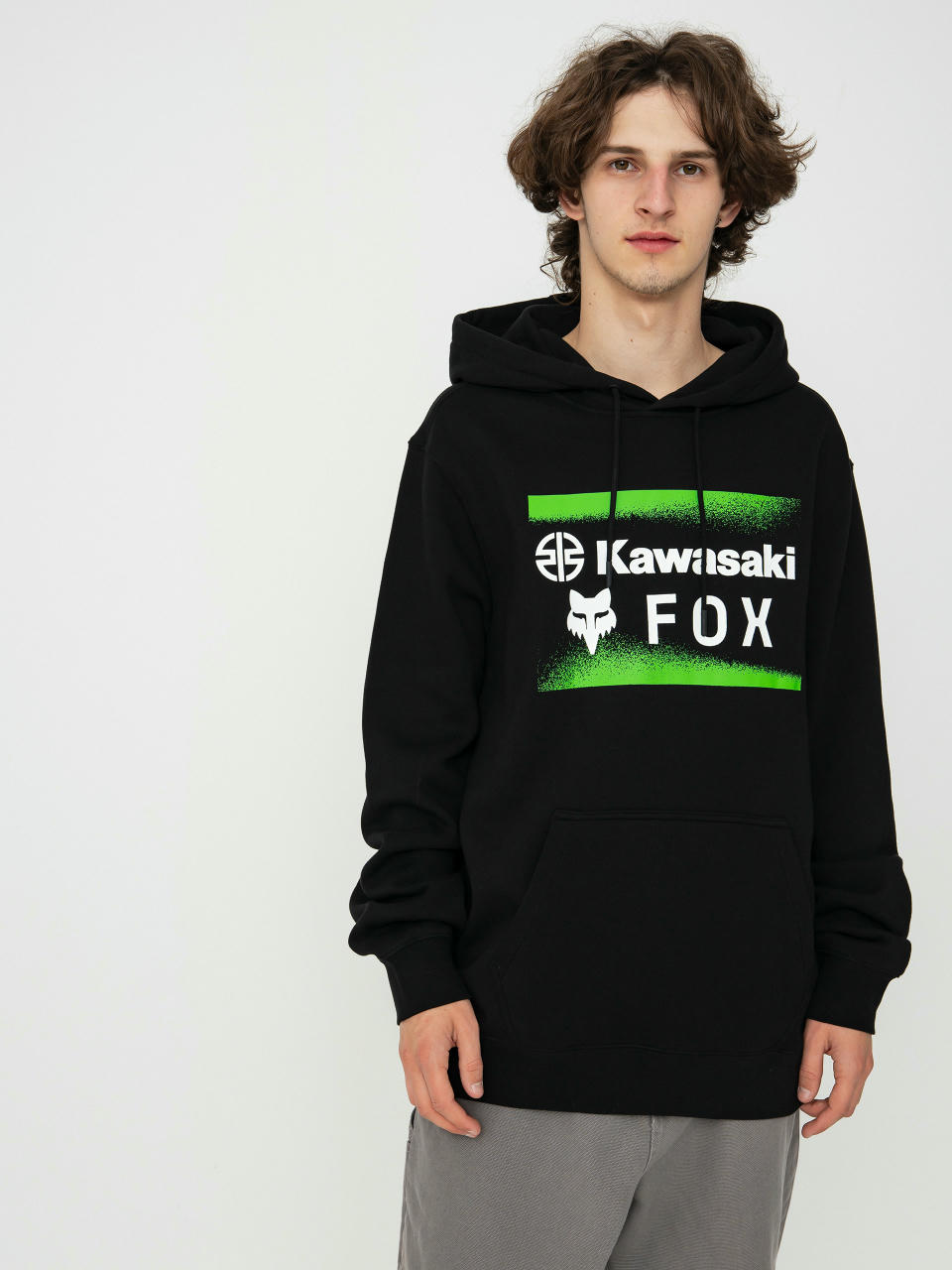 Hanorac cu glugă Fox X Kawasaki HD (black)