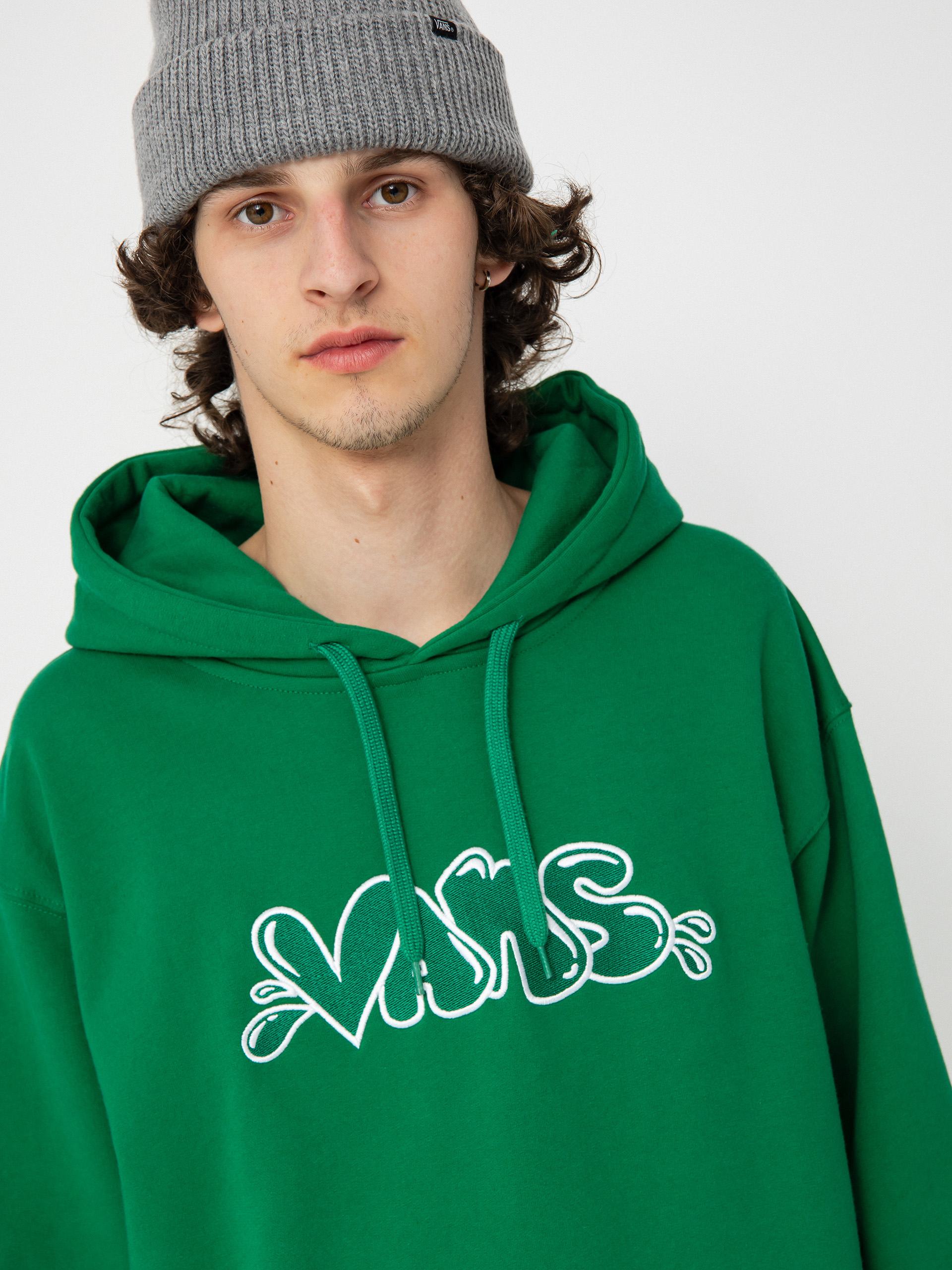 Hanorac cu glugă Vans Caps Loose HD (verdant green)