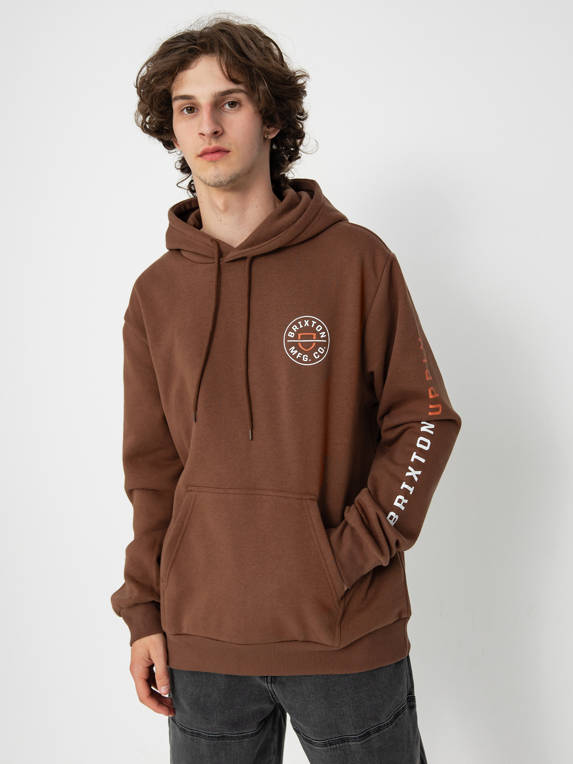 Hanorac cu glugă Brixton Crest HD (pinecone brown/rust orange/whi)