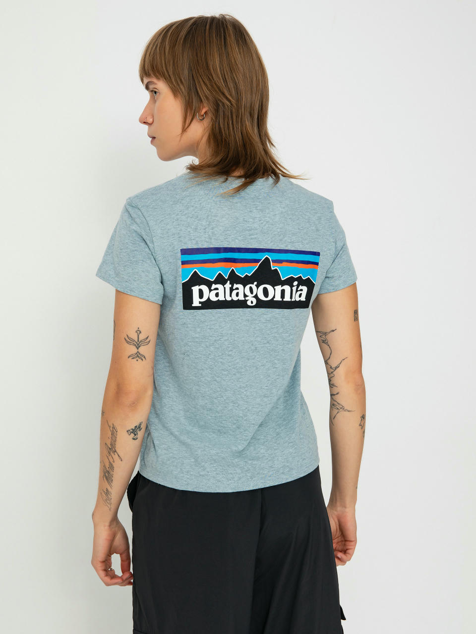 Tricou Patagonia P-6 Logo Responsibili Wmn (thermal blue)