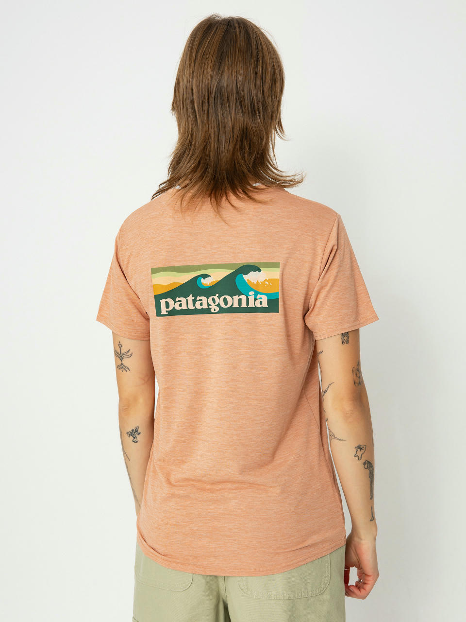 Tricou Patagonia Cap Cool Daily Graphic Waters Wmn (boardshort logo terra pink x dye)