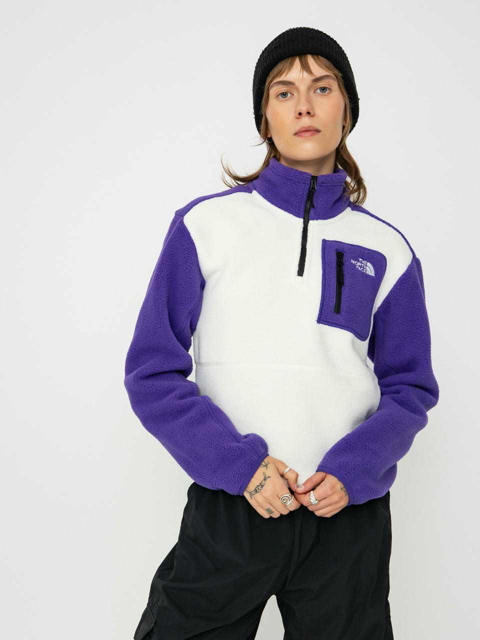 Pentru femei Hanorac din fleece The North Face Yumiori 1/4 Zip (white dune/peak purple)