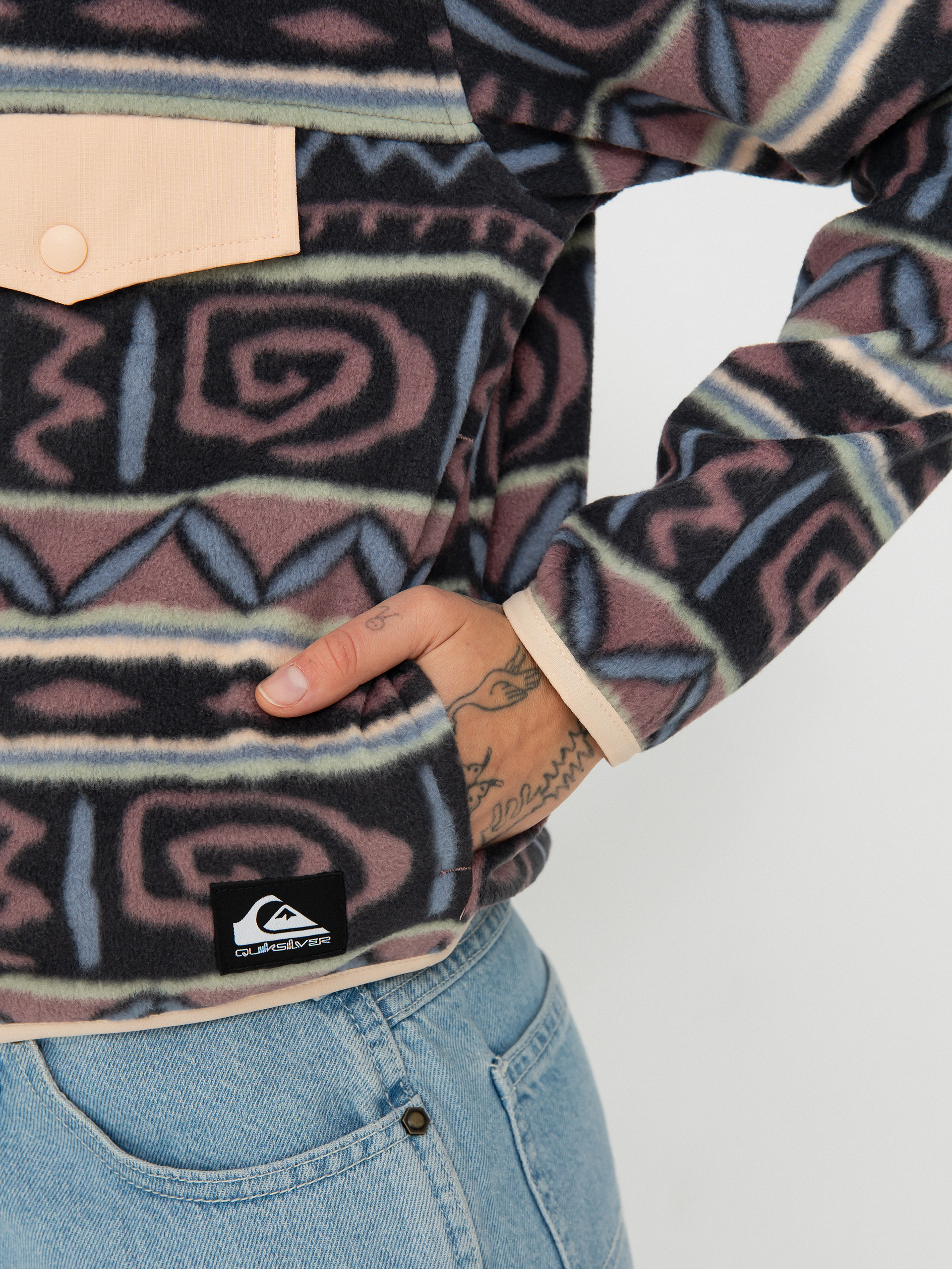 Pentru femei Hanorac din fleece Quiksilver Uni FZ Polar Fleece (grape shake heritage stripe 64)