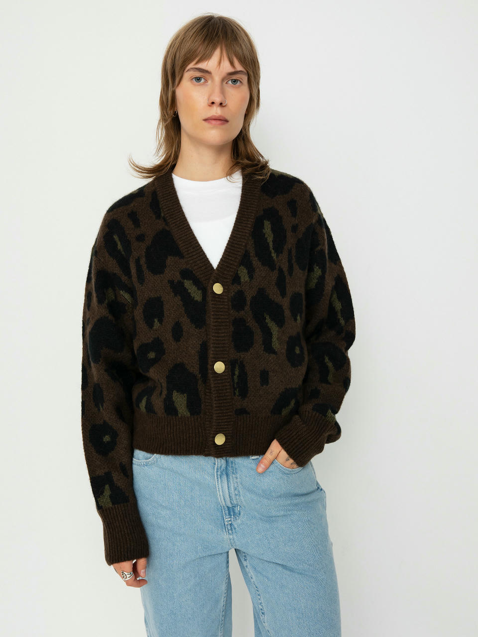 Pulover Carhartt WIP Merton Cardigan Wmn (camo leo jacquard/tamarind)