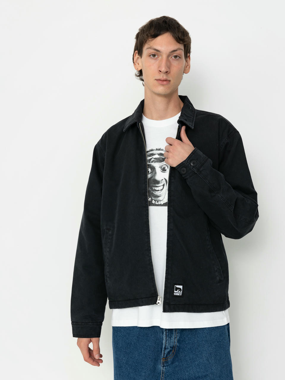 Geacă OBEY Head Jazz Zip Up (digital black faded wash)