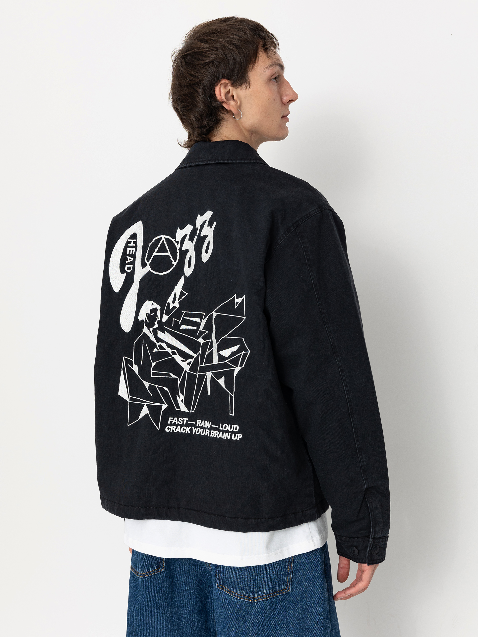 Geacă OBEY Head Jazz Zip Up (digital black faded wash)