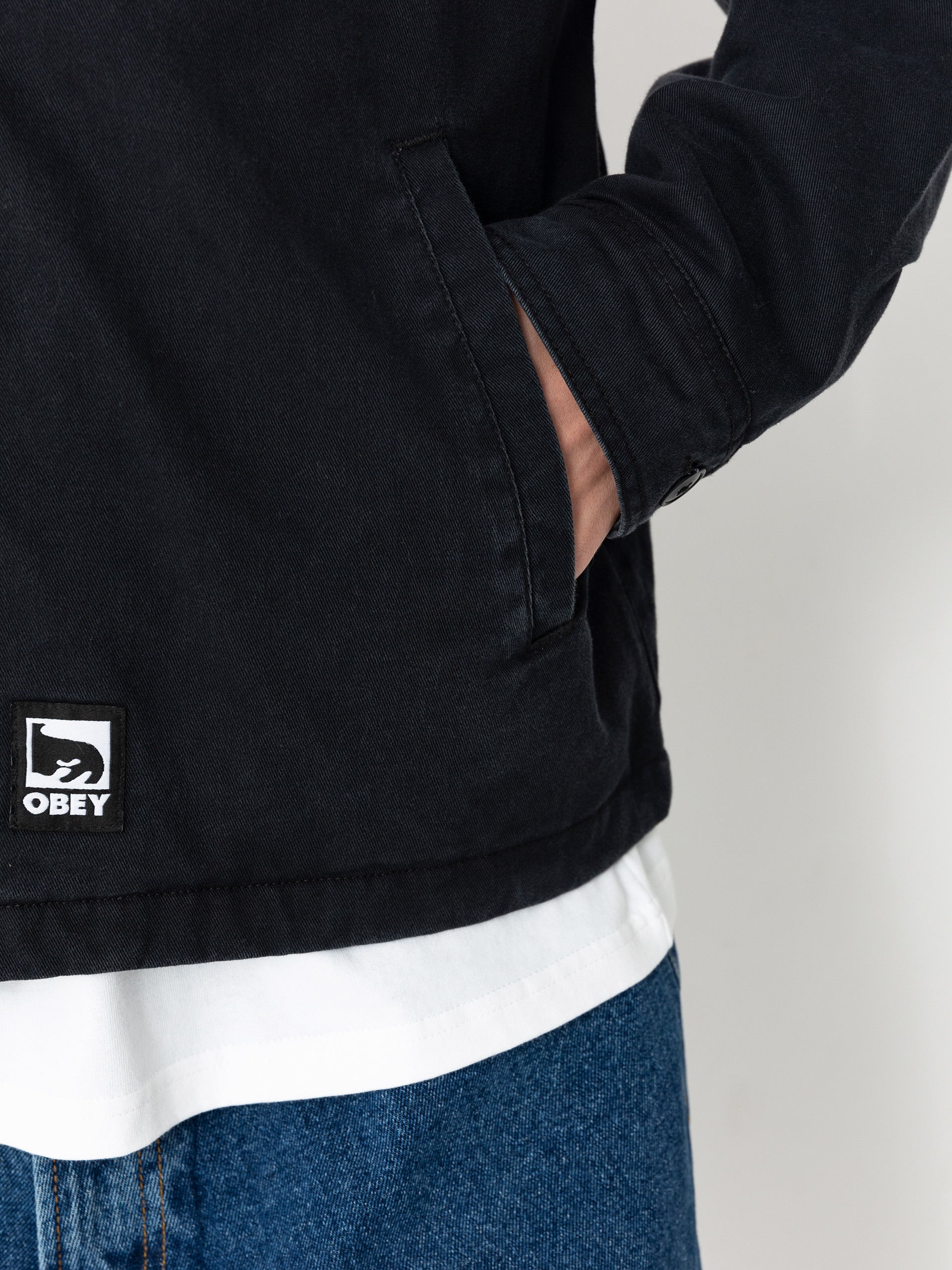 Geacă OBEY Head Jazz Zip Up (digital black faded wash)