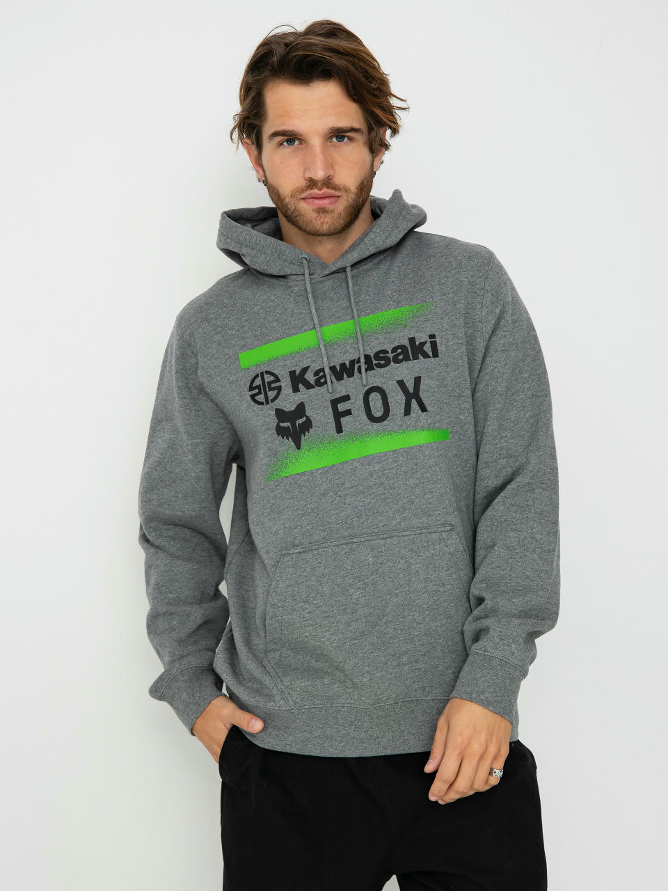 Hanorac cu glugă Fox X Kawasaki HD (heather graph)