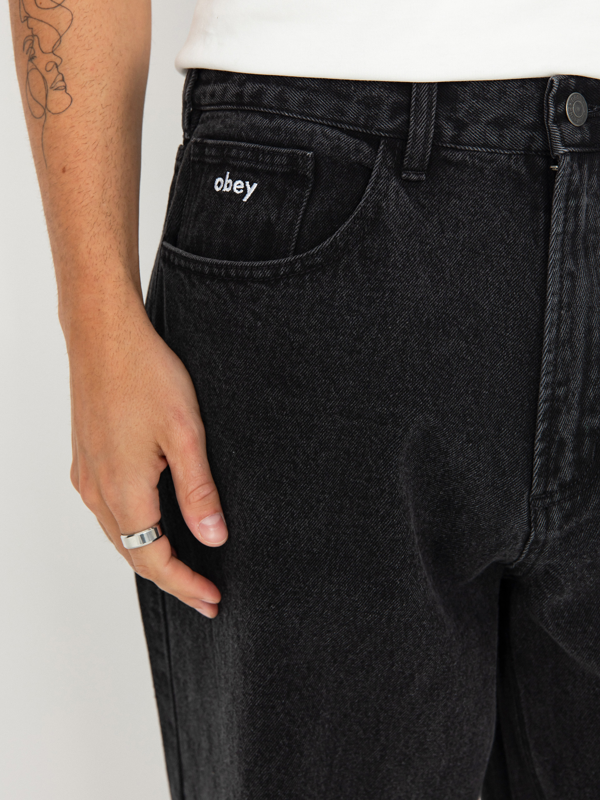 Pantaloni OBEY Bigwig Baggy Denim (faded black)