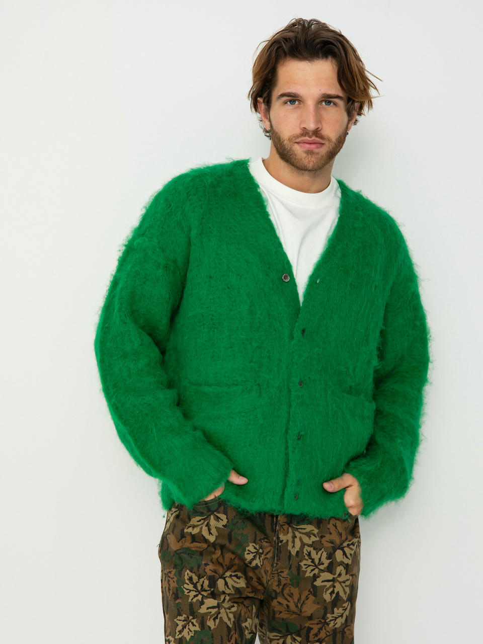 Pulover OBEY Patron Cardigan (bright green)