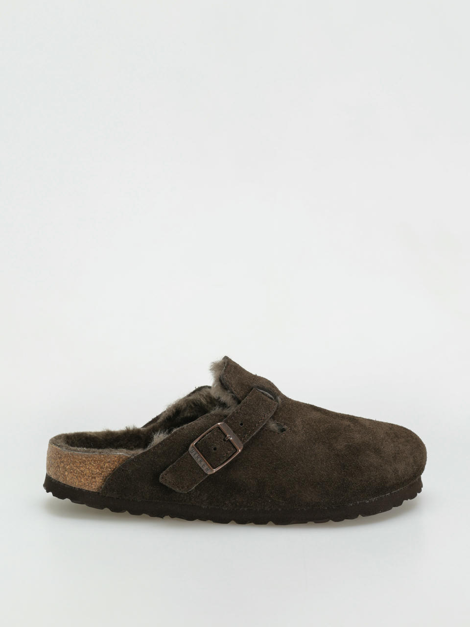 Șlapi Birkenstock Boston Shearling Suede Leather Fur Narrow Wmn (mocha)