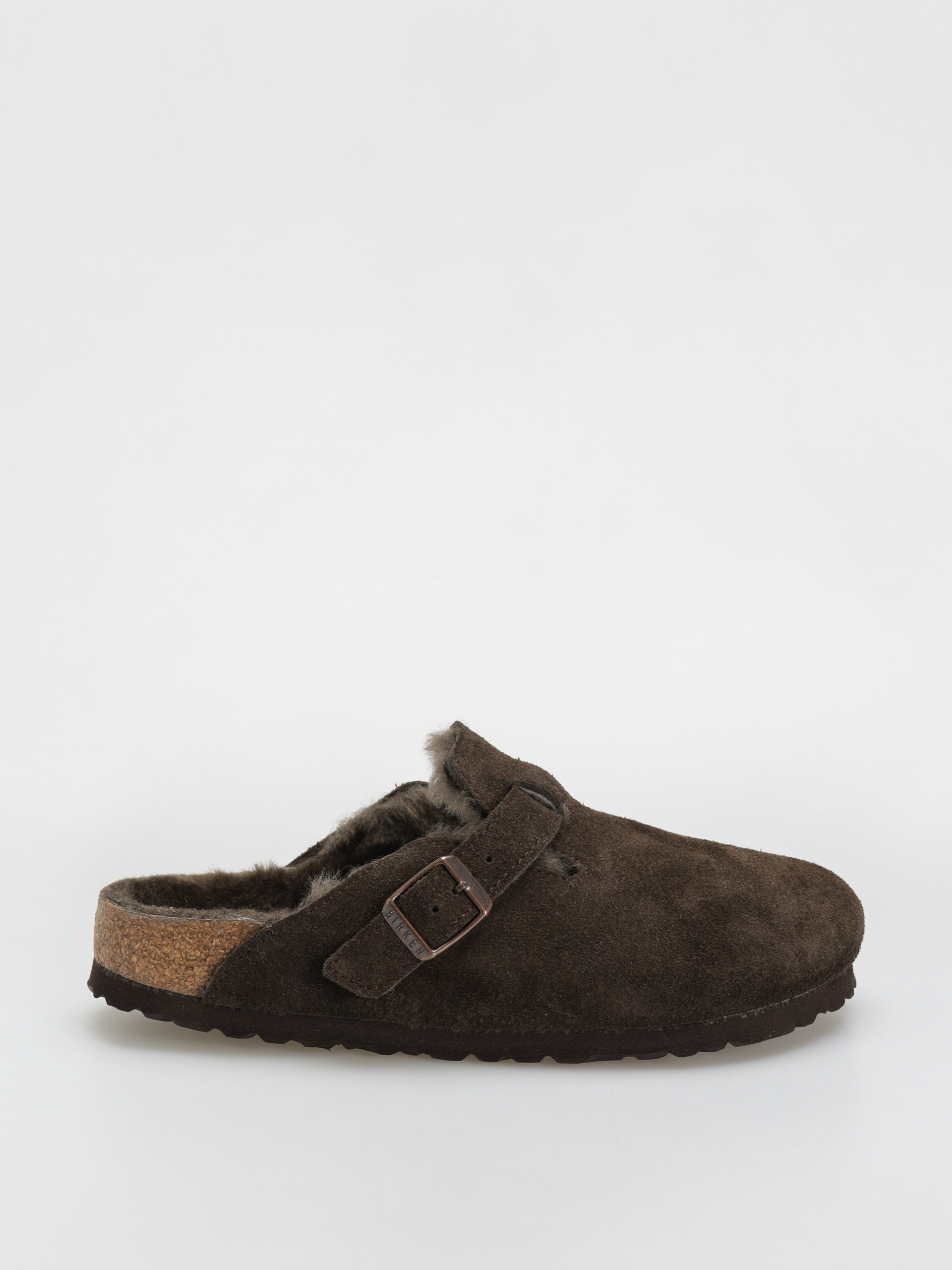 Șlapi Birkenstock Boston Shearling Suede Leather Fur Narrow Wmn