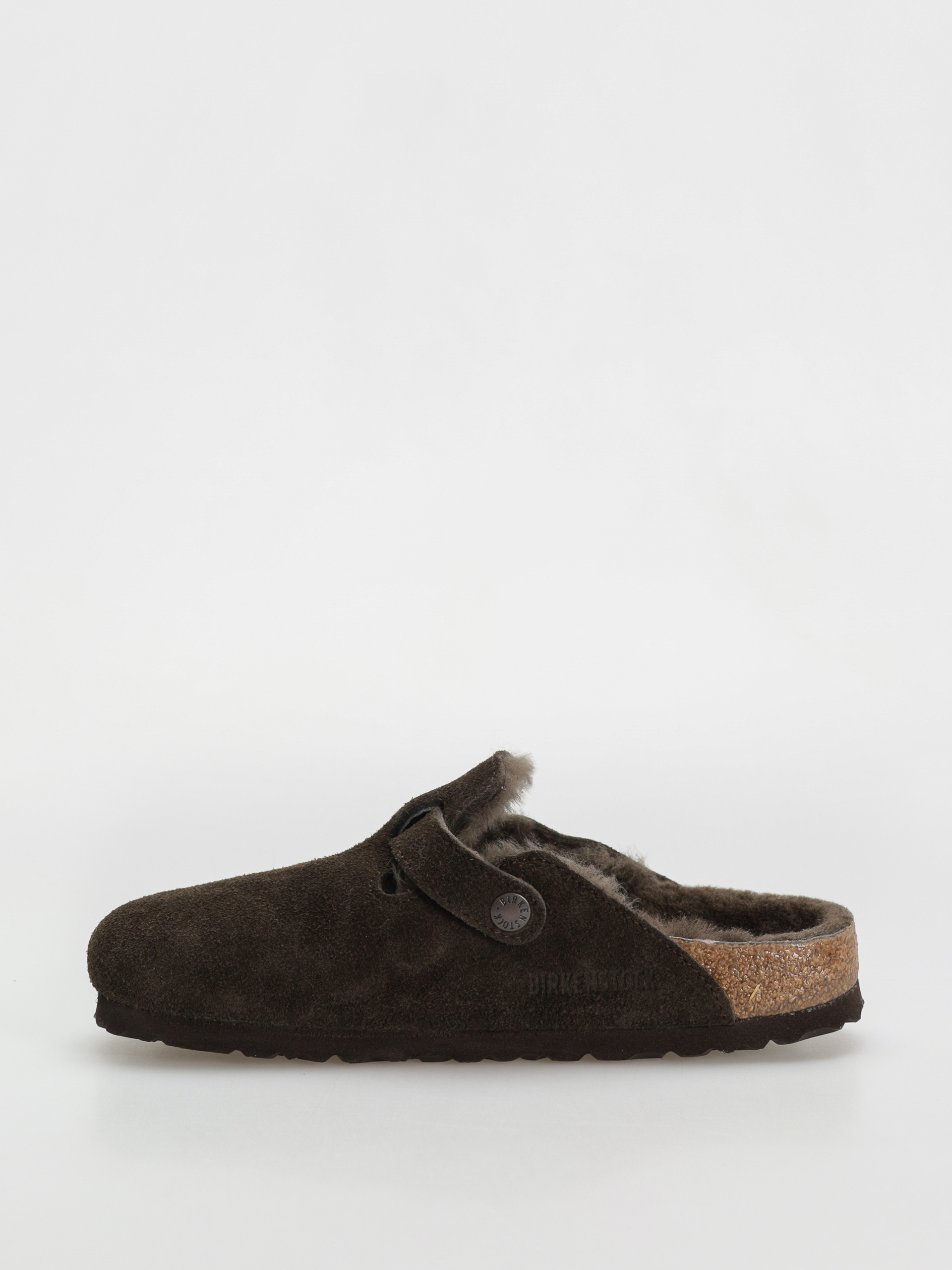 Șlapi Birkenstock Boston Shearling Suede Leather Fur Narrow Wmn (mocha)