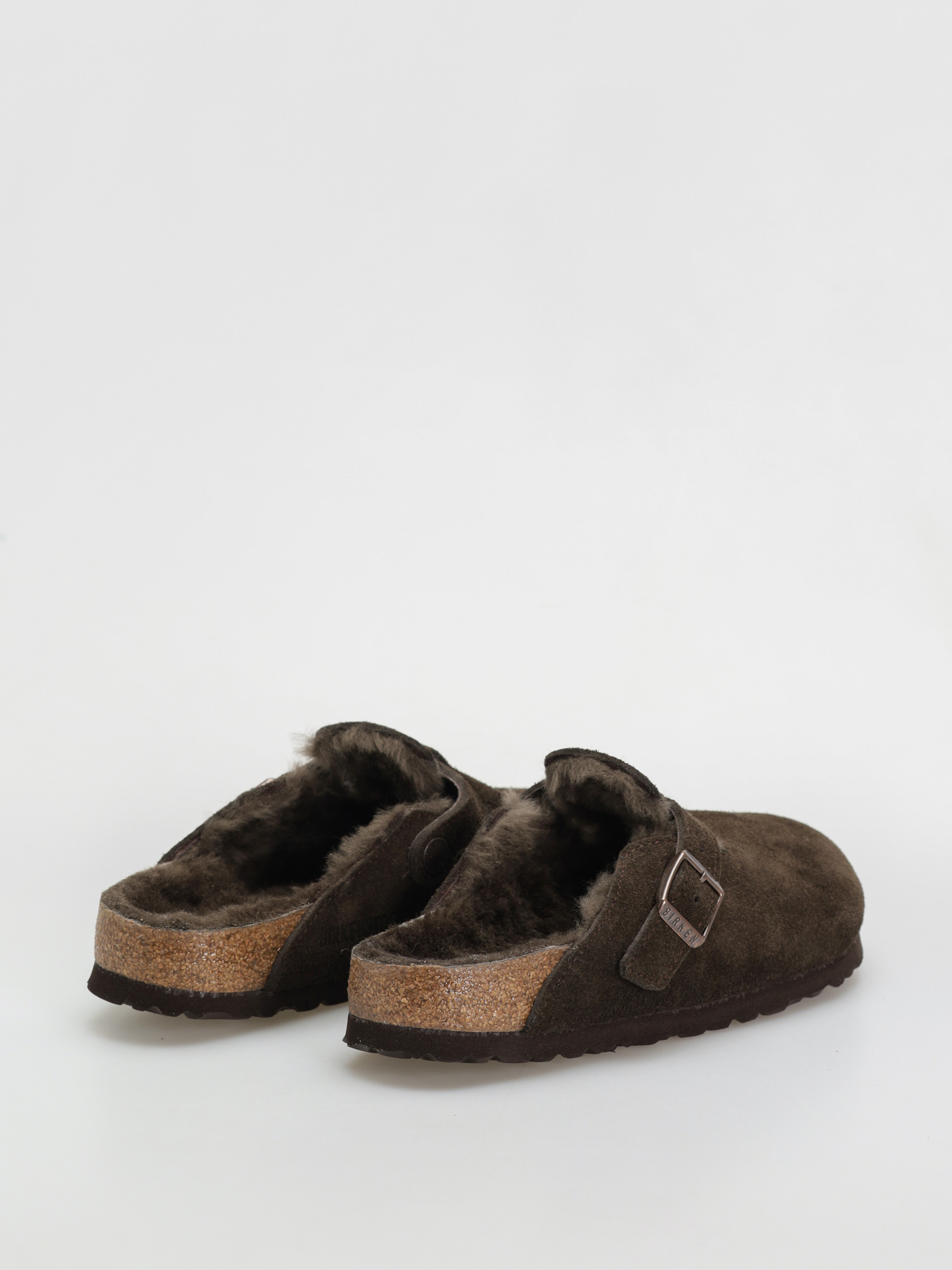 Șlapi Birkenstock Boston Shearling Suede Leather Fur Narrow Wmn (mocha)