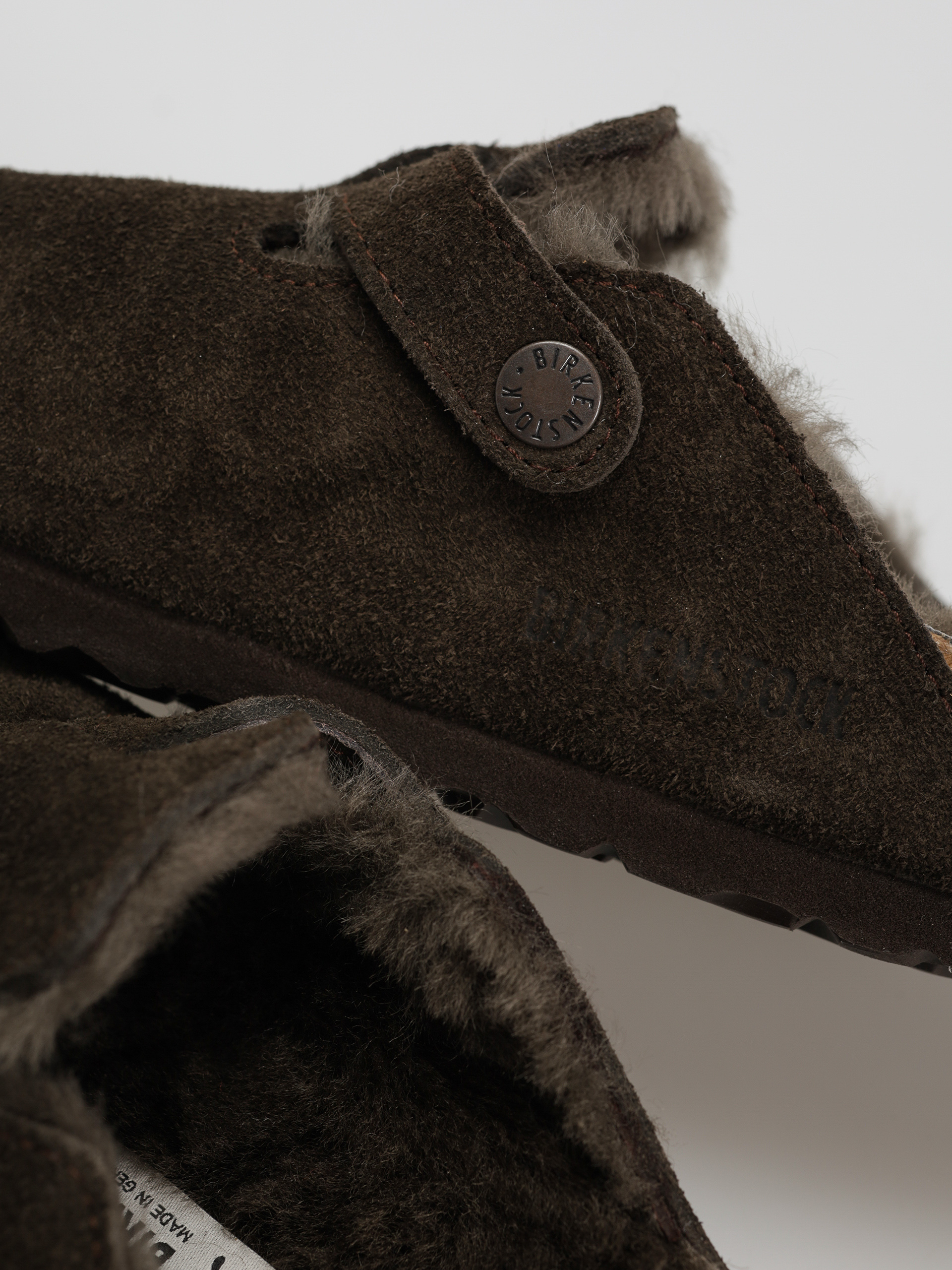 Șlapi Birkenstock Boston Shearling Suede Leather Fur Narrow Wmn (mocha)