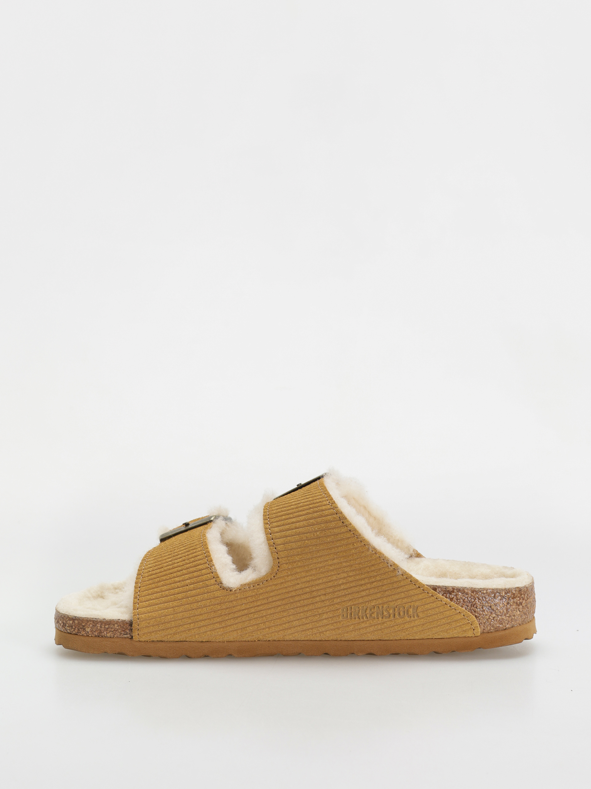 Șlapi Birkenstock Arizona Fell Suede Leather Fur Narrow Wmn (corduroy cork brown)