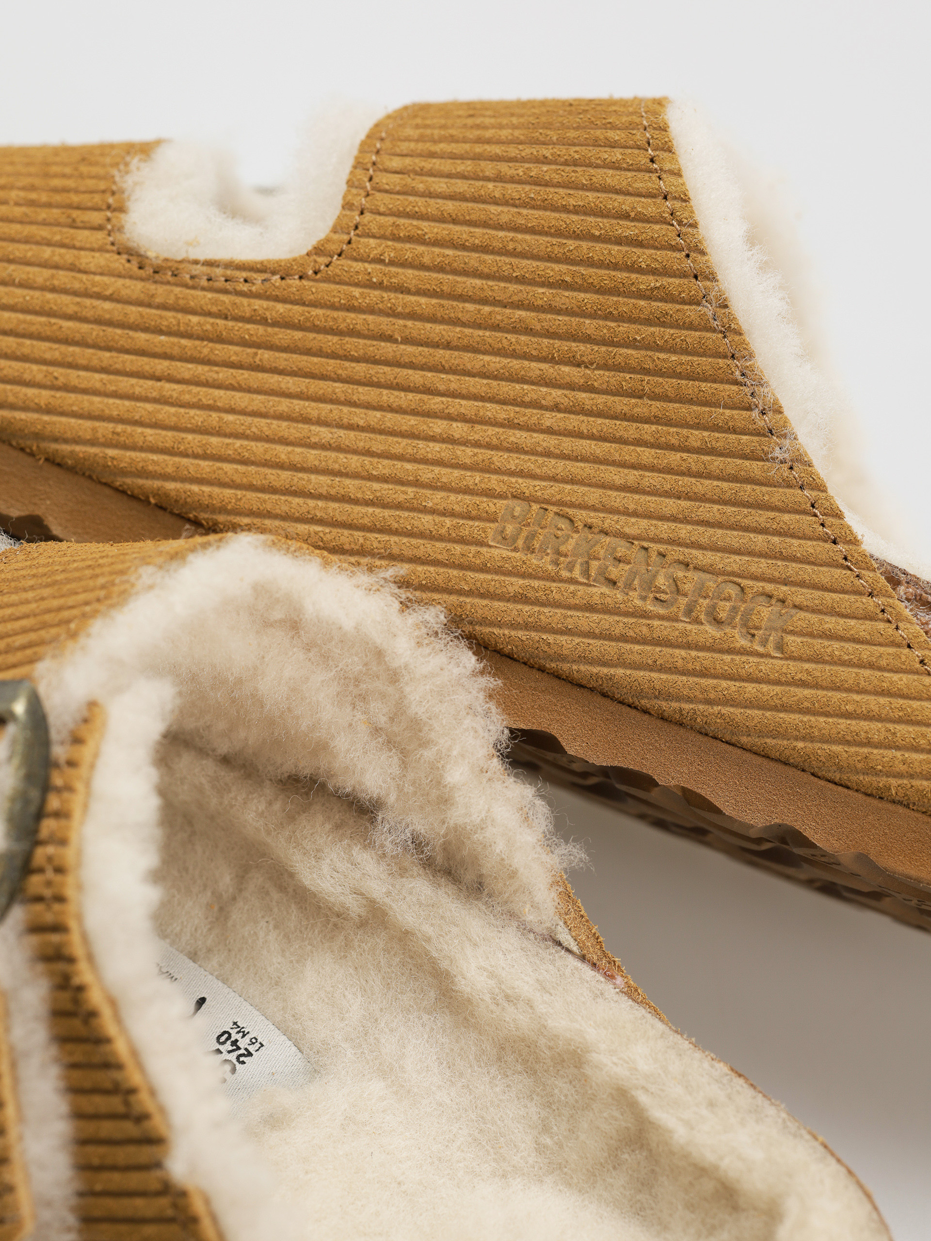 Șlapi Birkenstock Arizona Fell Suede Leather Fur Narrow Wmn (corduroy cork brown)