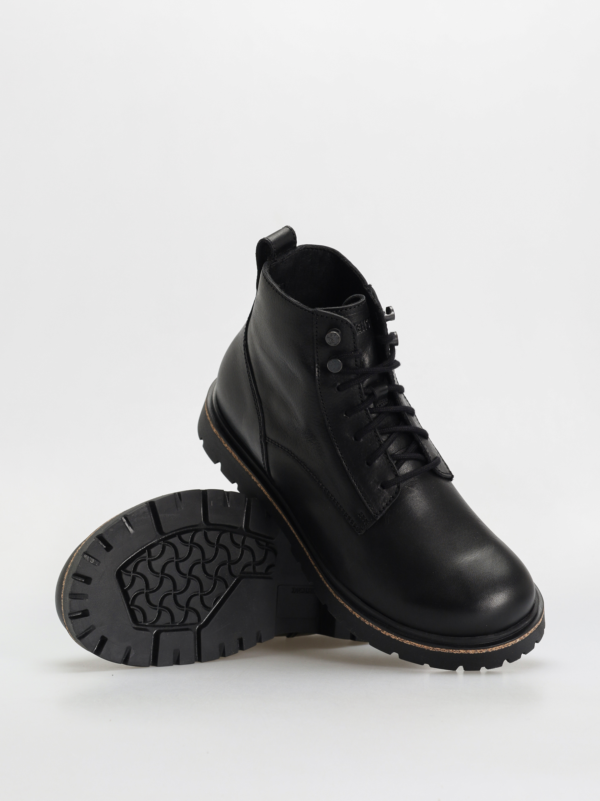 Pantofi Birkenstock Highwood Lace Mid Natural Leather Regular (black)