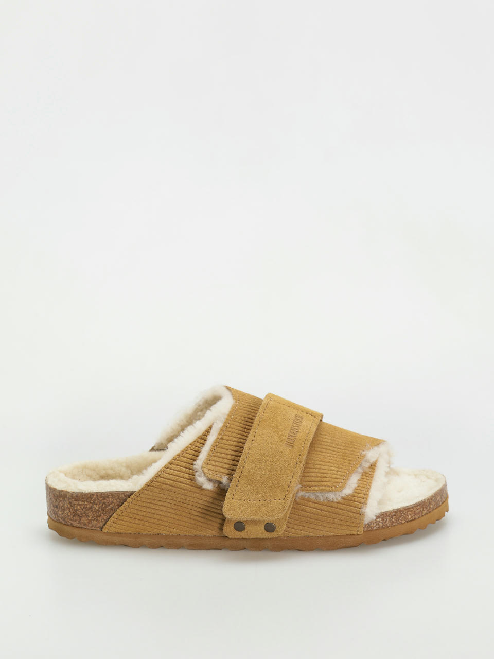 Șlapi Birkenstock Kyoto Shearling Suede Leather Fur Narrow Wmn (corduroy cork brown)