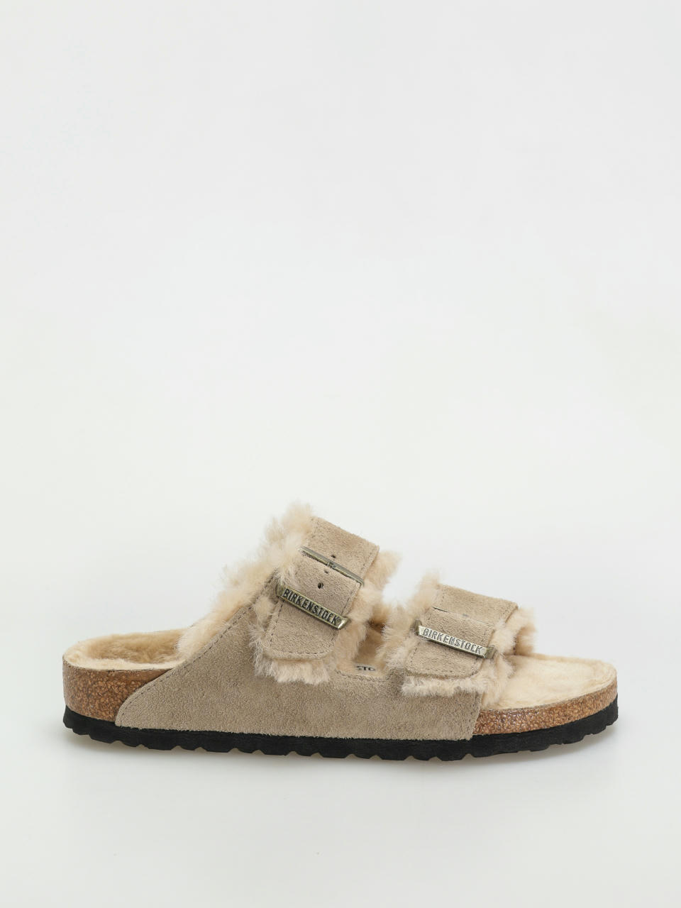 Șlapi Birkenstock Arizona Shearling Suede Leather Fur Narrow Wmn (taupe)