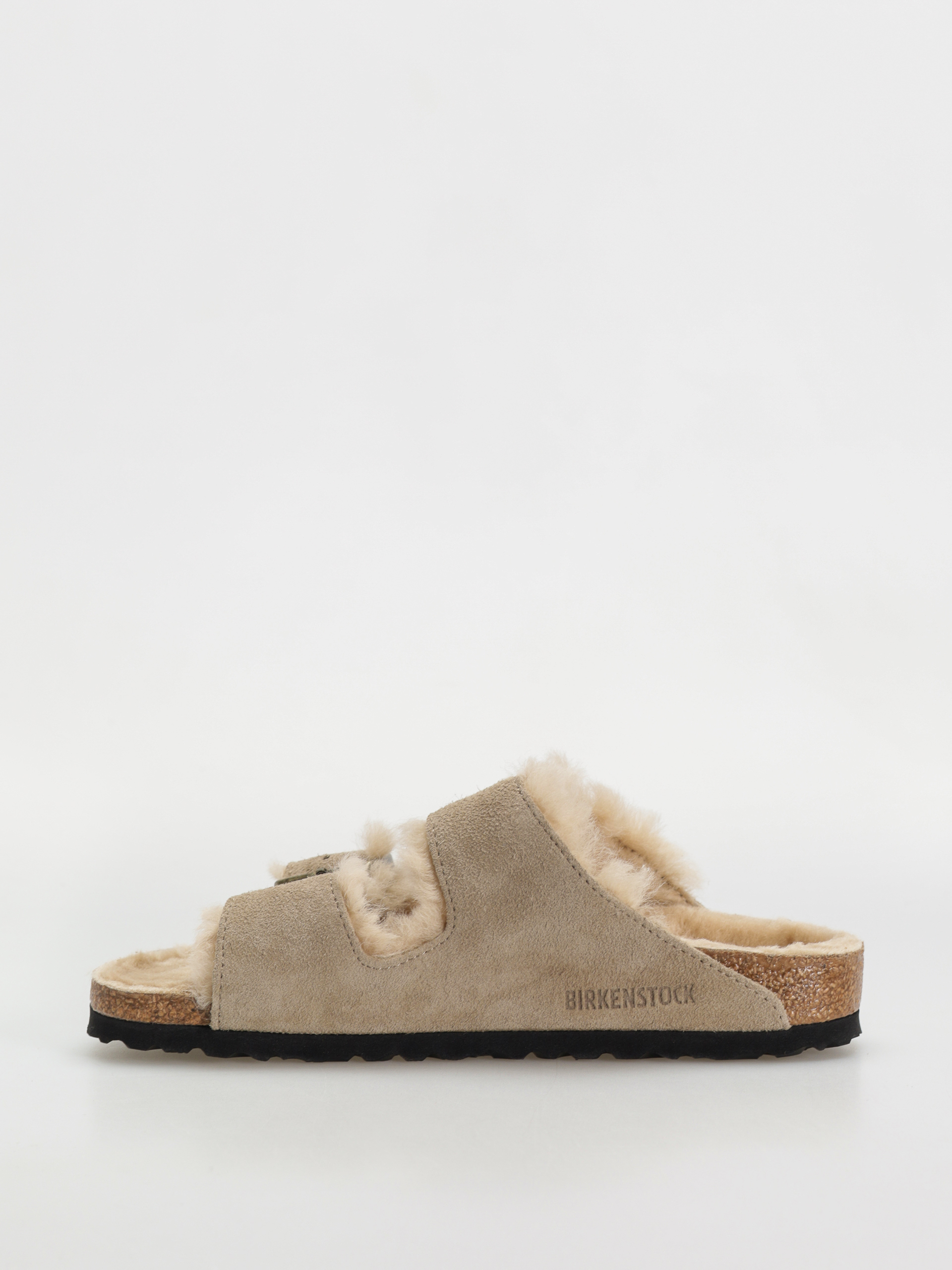 Șlapi Birkenstock Arizona Shearling Suede Leather Fur Narrow Wmn (taupe)