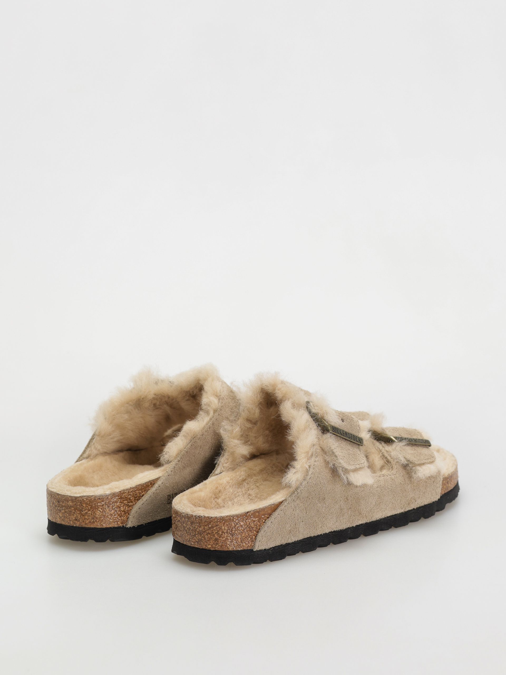 Șlapi Birkenstock Arizona Shearling Suede Leather Fur Narrow Wmn (taupe)