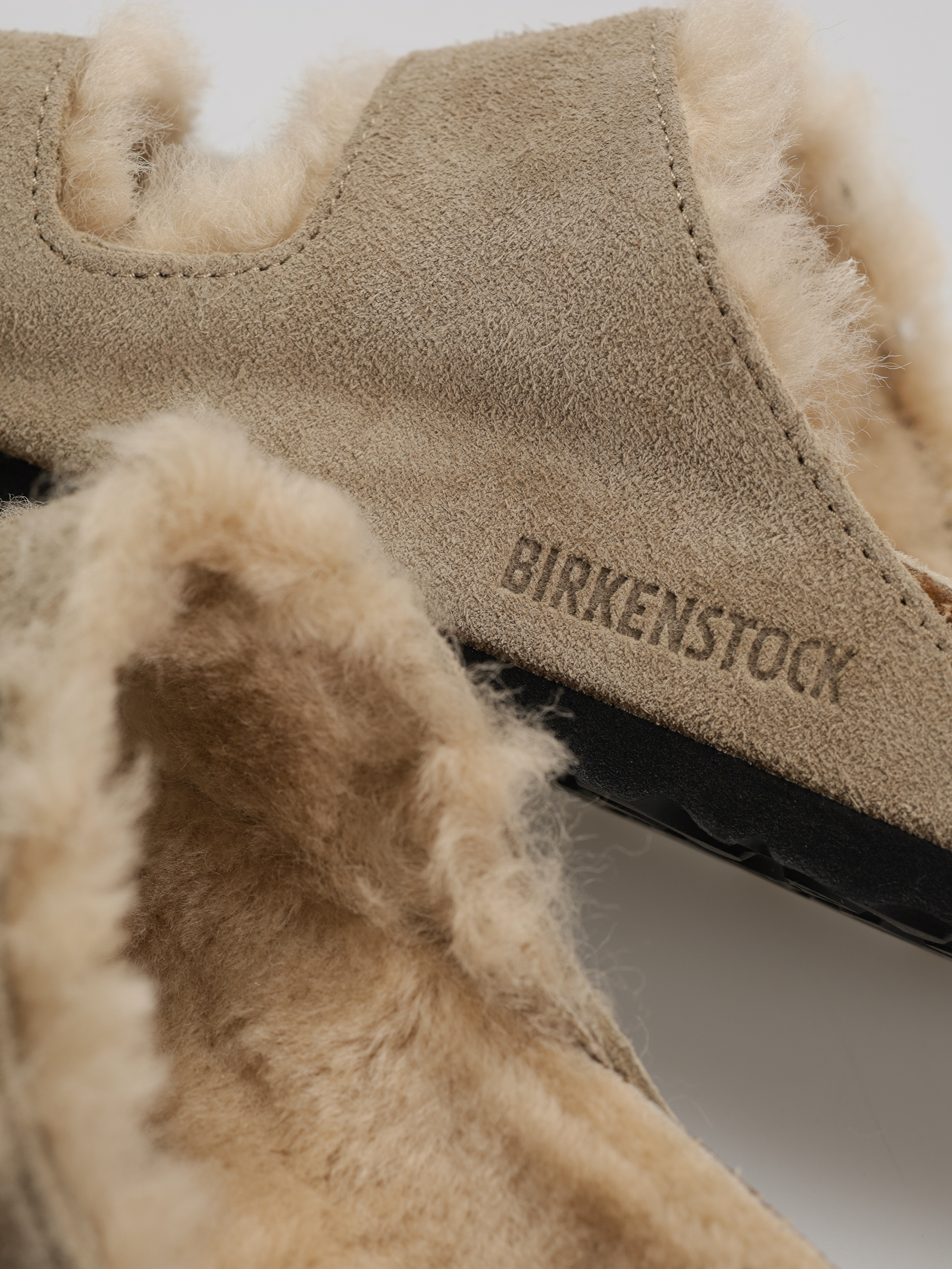 Șlapi Birkenstock Arizona Shearling Suede Leather Fur Narrow Wmn (taupe)
