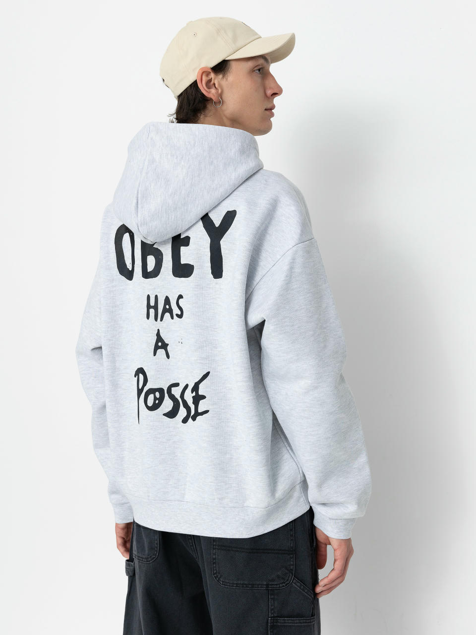 Hanorac cu glugă OBEY Posse Extra Heavy HD (ash grey)