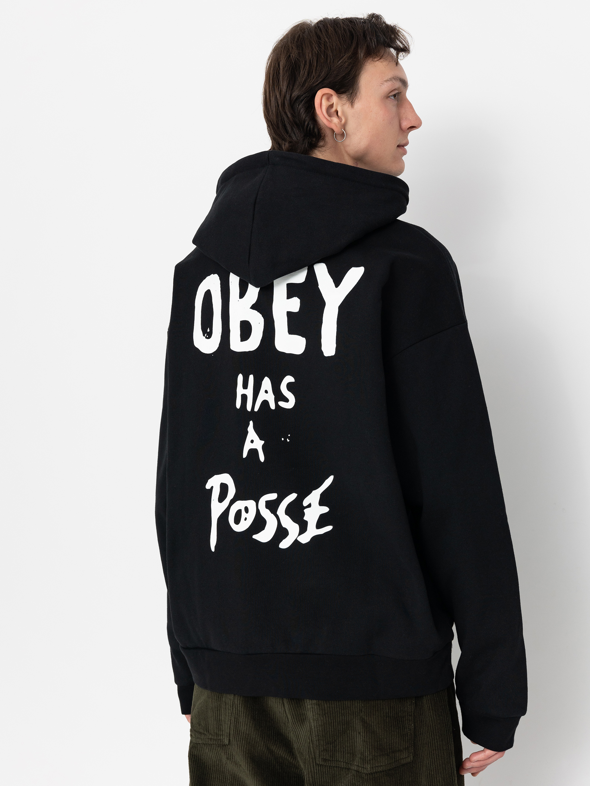 Hanorac cu glugă OBEY Posse Extra Heavy HD (black)