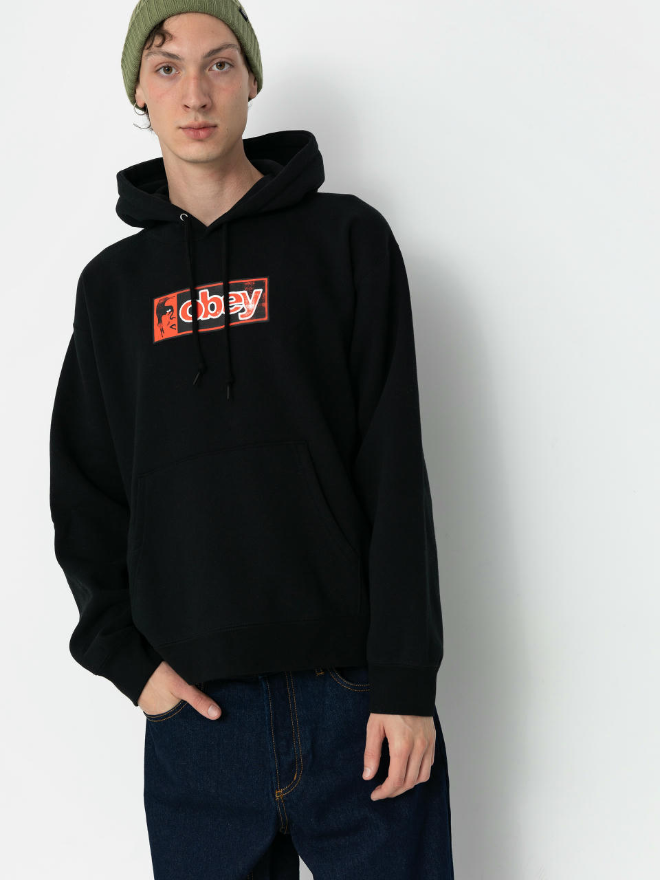 Hanorac cu glugă OBEY Half Icon HD (black)