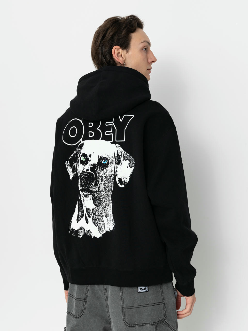 Hanorac cu glugă OBEY Dalmation HD (black)