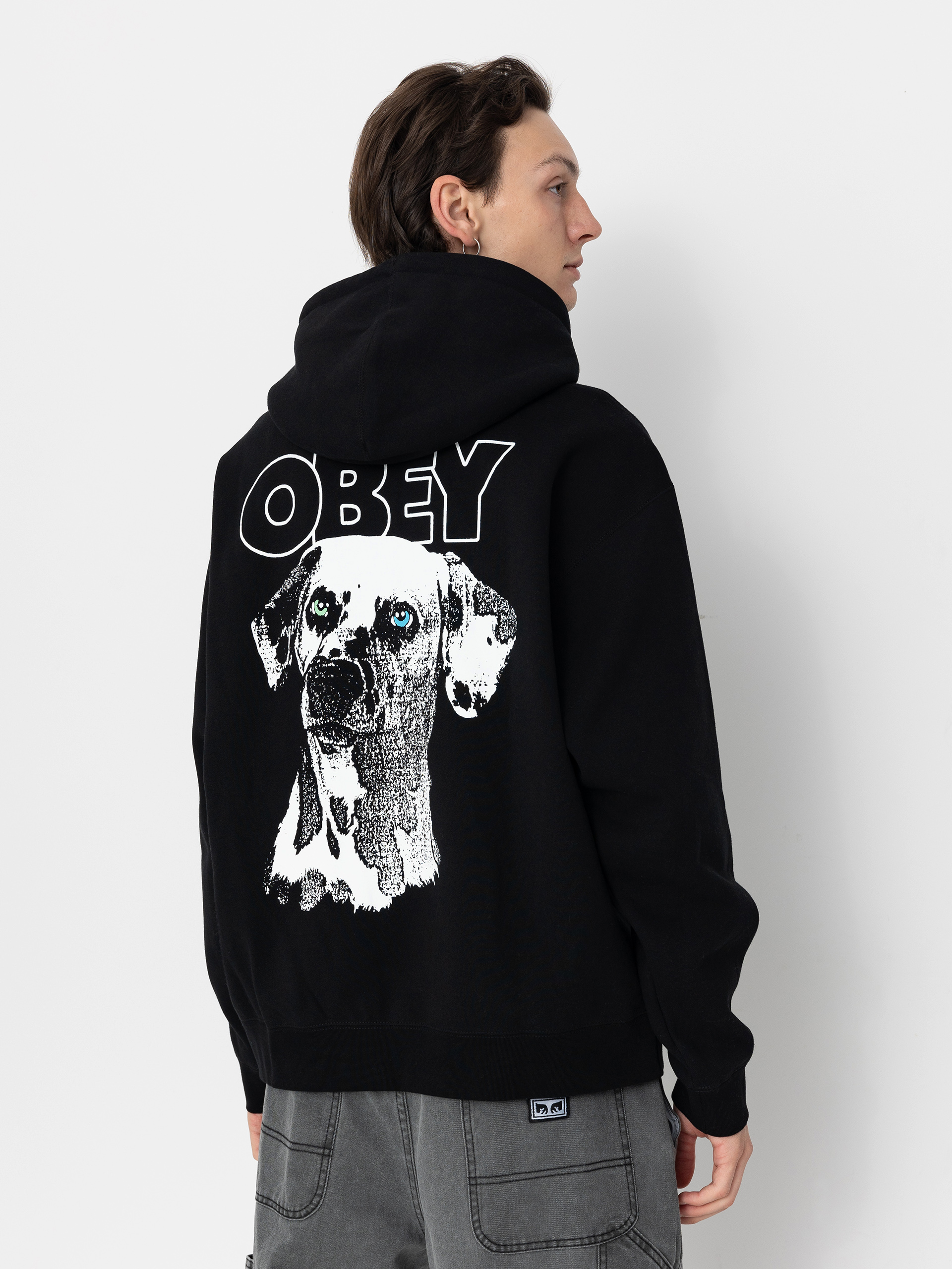 Hanorac cu glugă OBEY Dalmation HD (black)