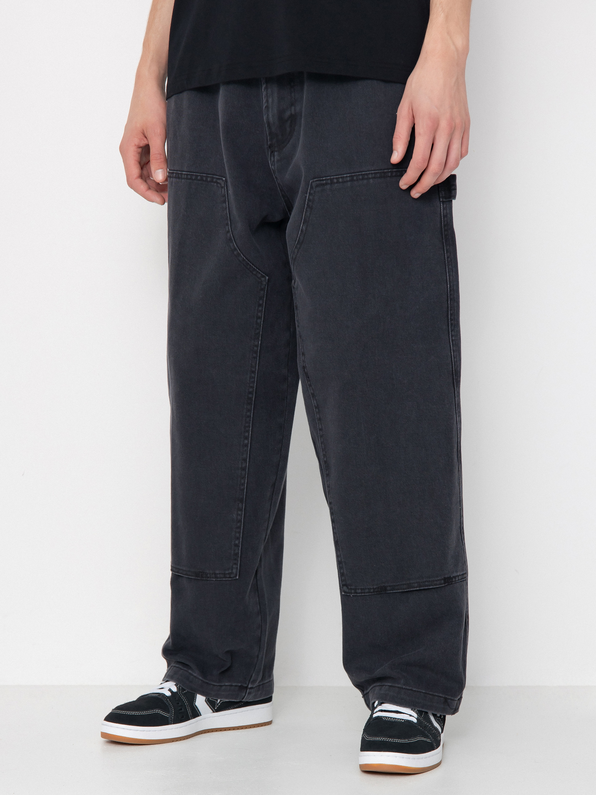 Pantaloni OBEY Bigwig Denim Carpenter - negru (black faded wash)