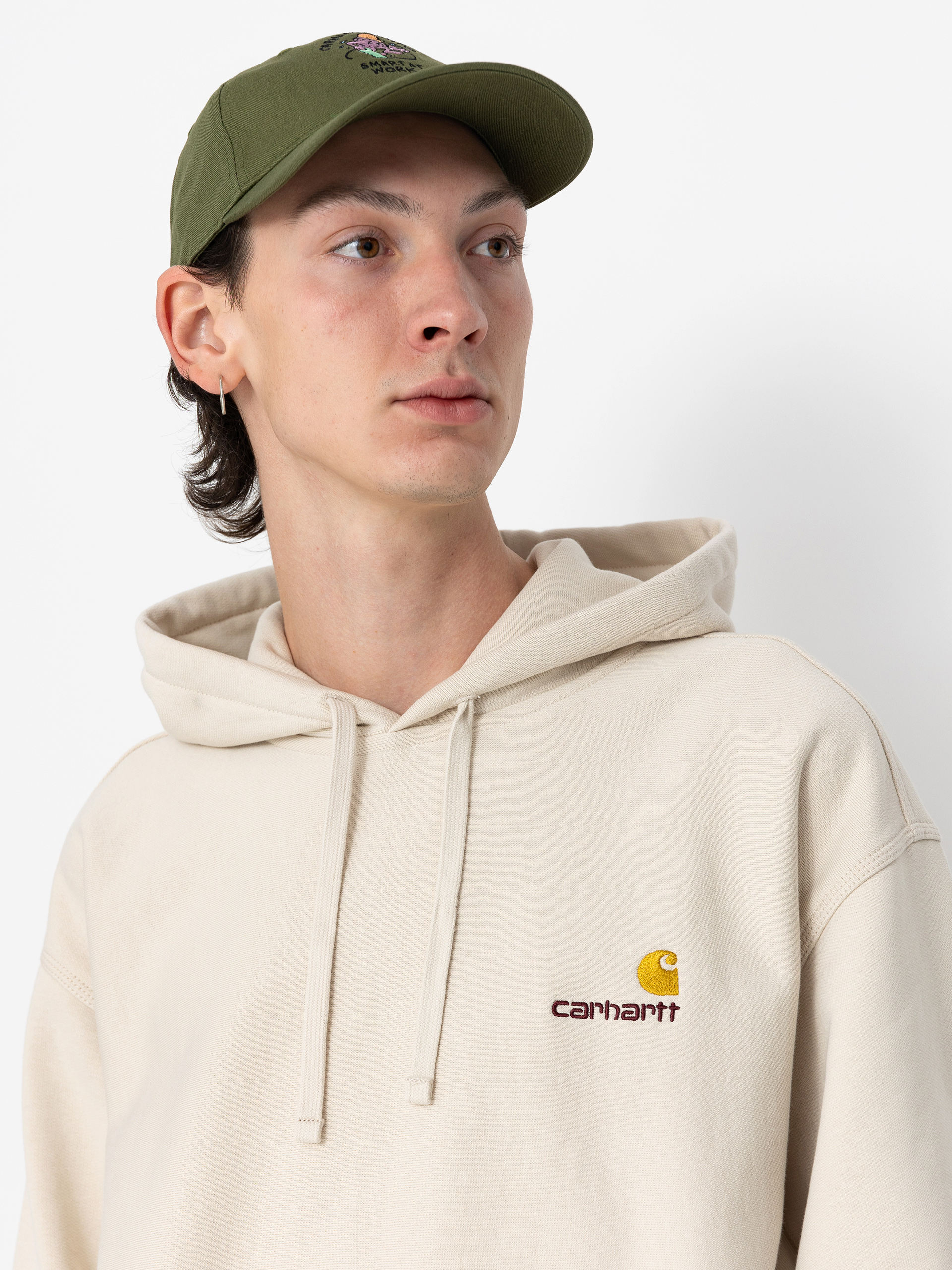 Hanorac cu glugă Carhartt WIP American Script HD (moonbeam)