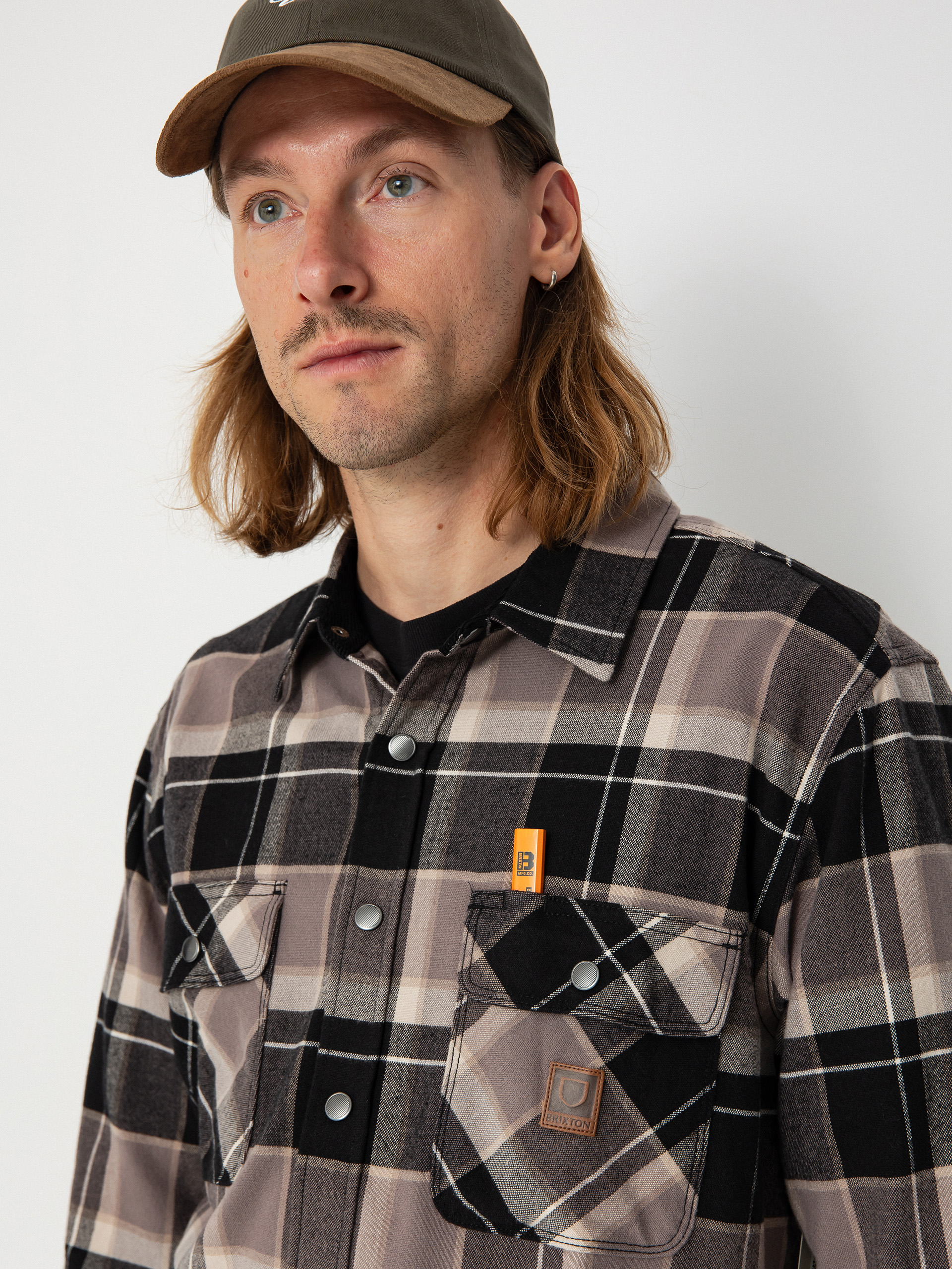 Cămașă Brixton Builders Bowery Str Wr Ls (black/charcoal/beige)