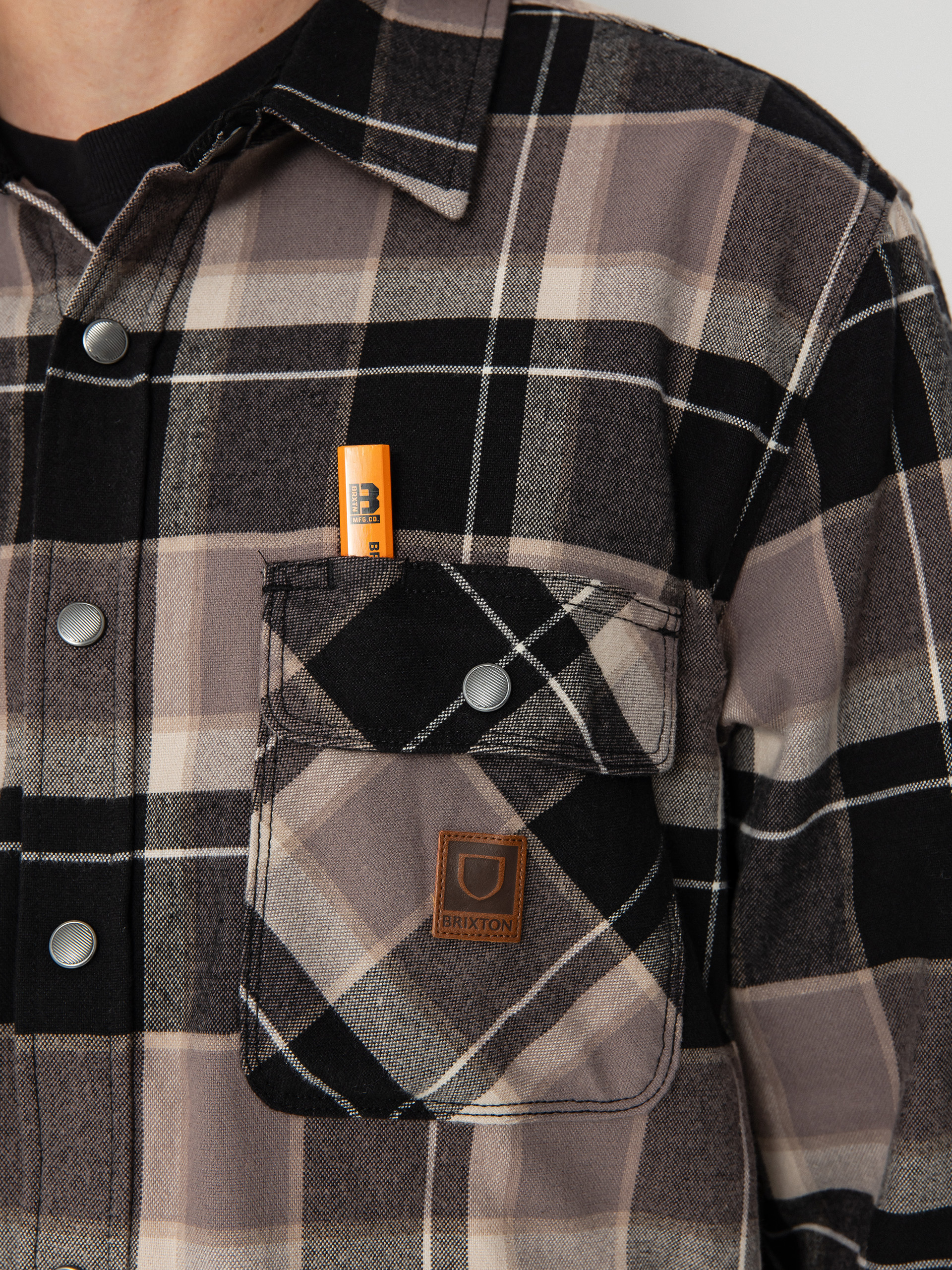 Cămașă Brixton Builders Bowery Str Wr Ls (black/charcoal/beige)