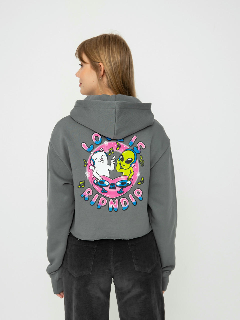 Hanorac cu glugă RipNDip Love Is Ripndip Cropped HD (charcoal)