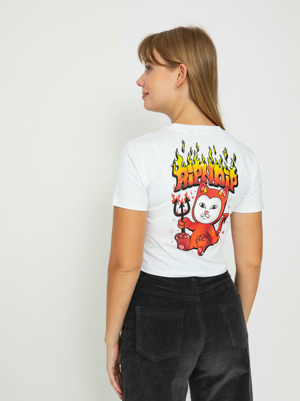 Tricou RipNDip Scary Cute Cropped Baby (white)