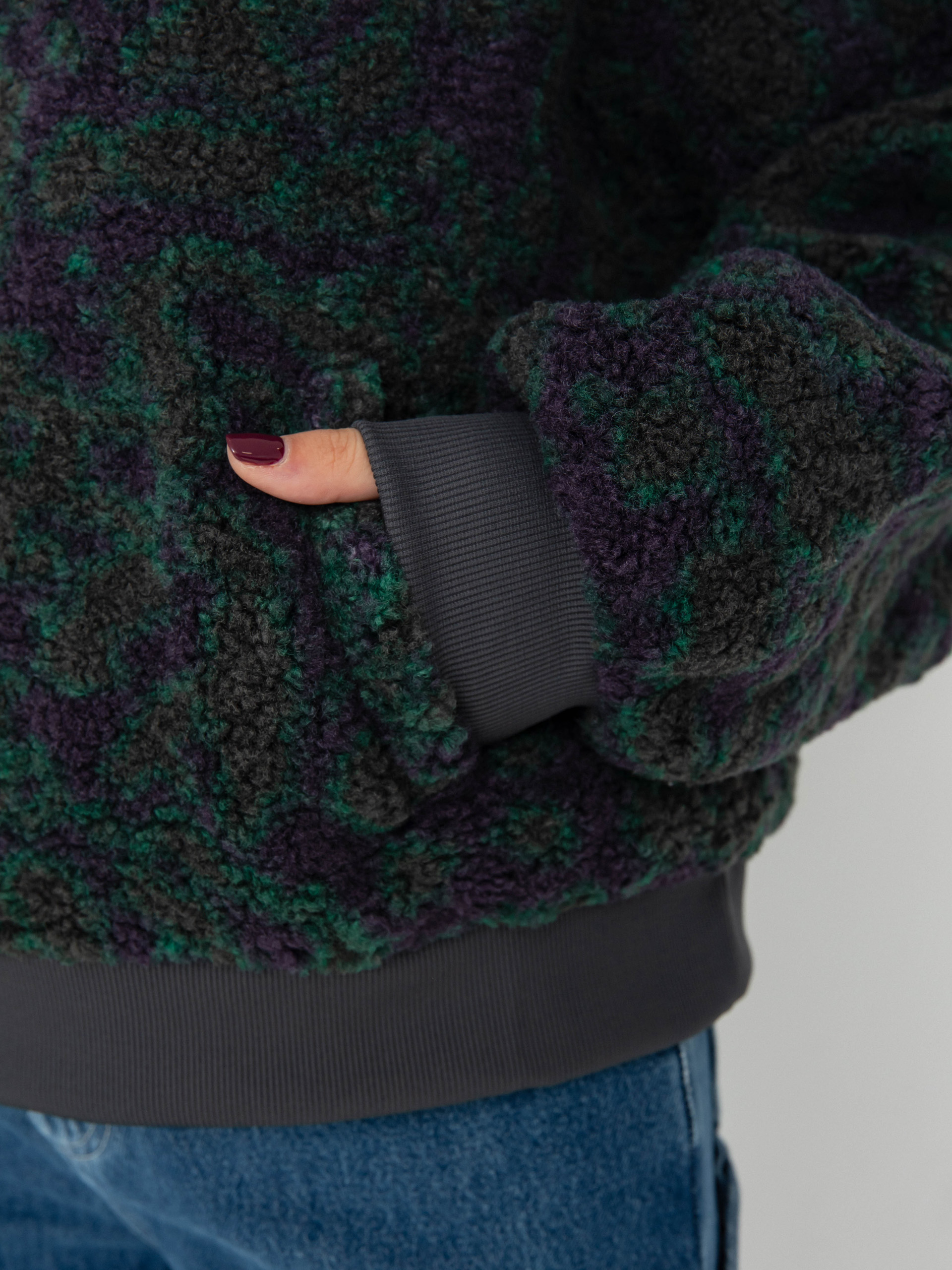 Hanorac cu glugă Vans Collett Boucle Loose HD Wmn (asphalt)