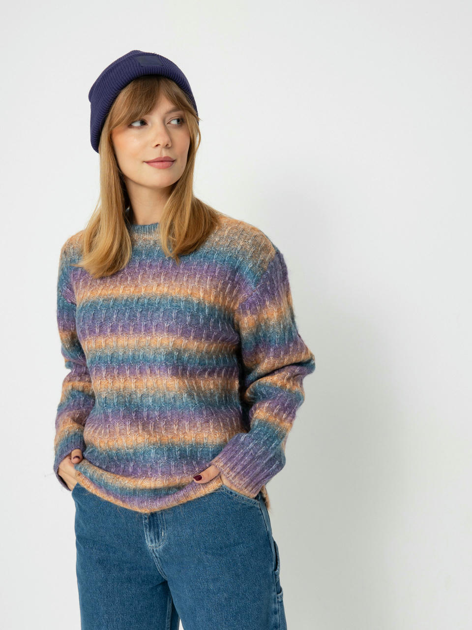 Pulover OBEY Daytrip Crew Sweater Wmn (purple multi)